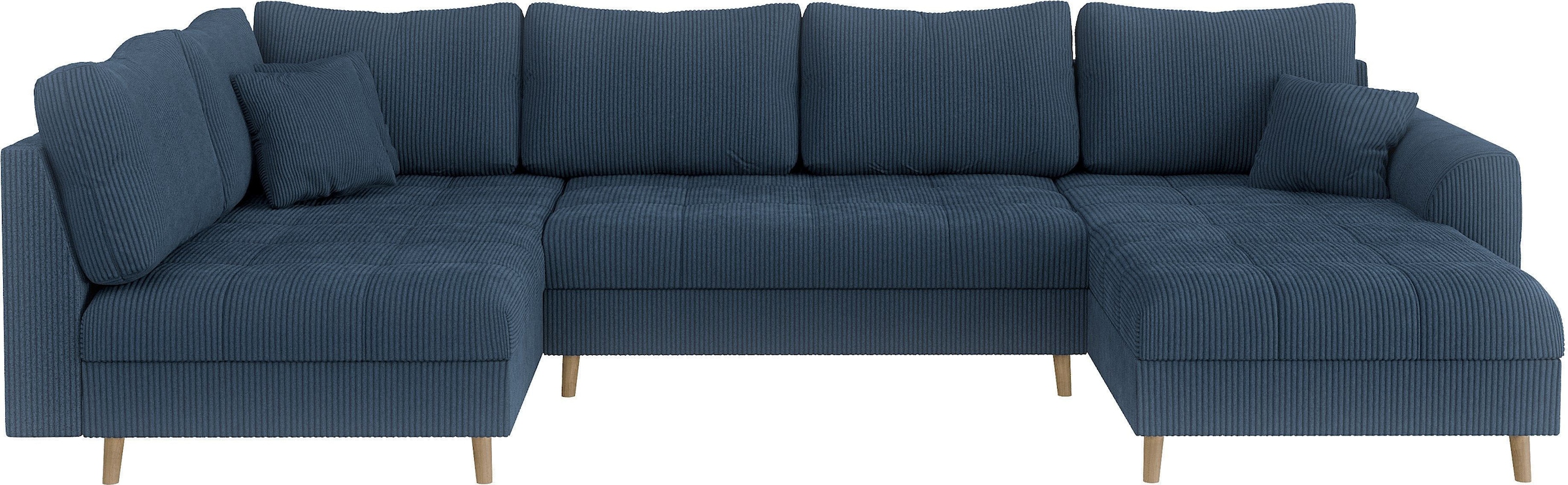 Home affaire Wohnlandschaft »CHARRE U-Form mit Ottomane, Masse B/T/H: 310/161/81 cm«, feine Steppung, lose Rücken- und Zierkissen, auch in Cord und Bouclé