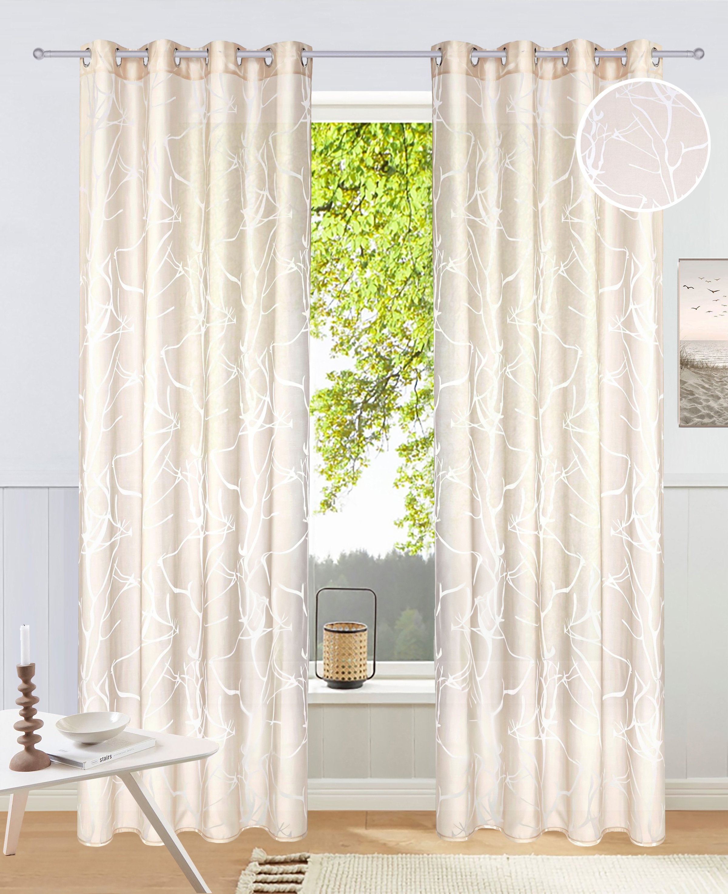 my home Gardine »Anna«, (1 St.), Äste-Motiv, Polyester