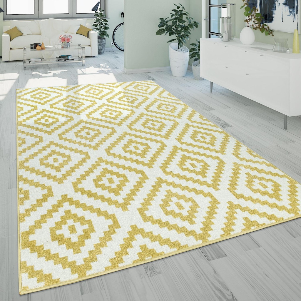 Paco Home Teppich »Stella 400«, rechteckig, Kurzflor, Pastell Farben, Rauten Design, Wohnzimmer