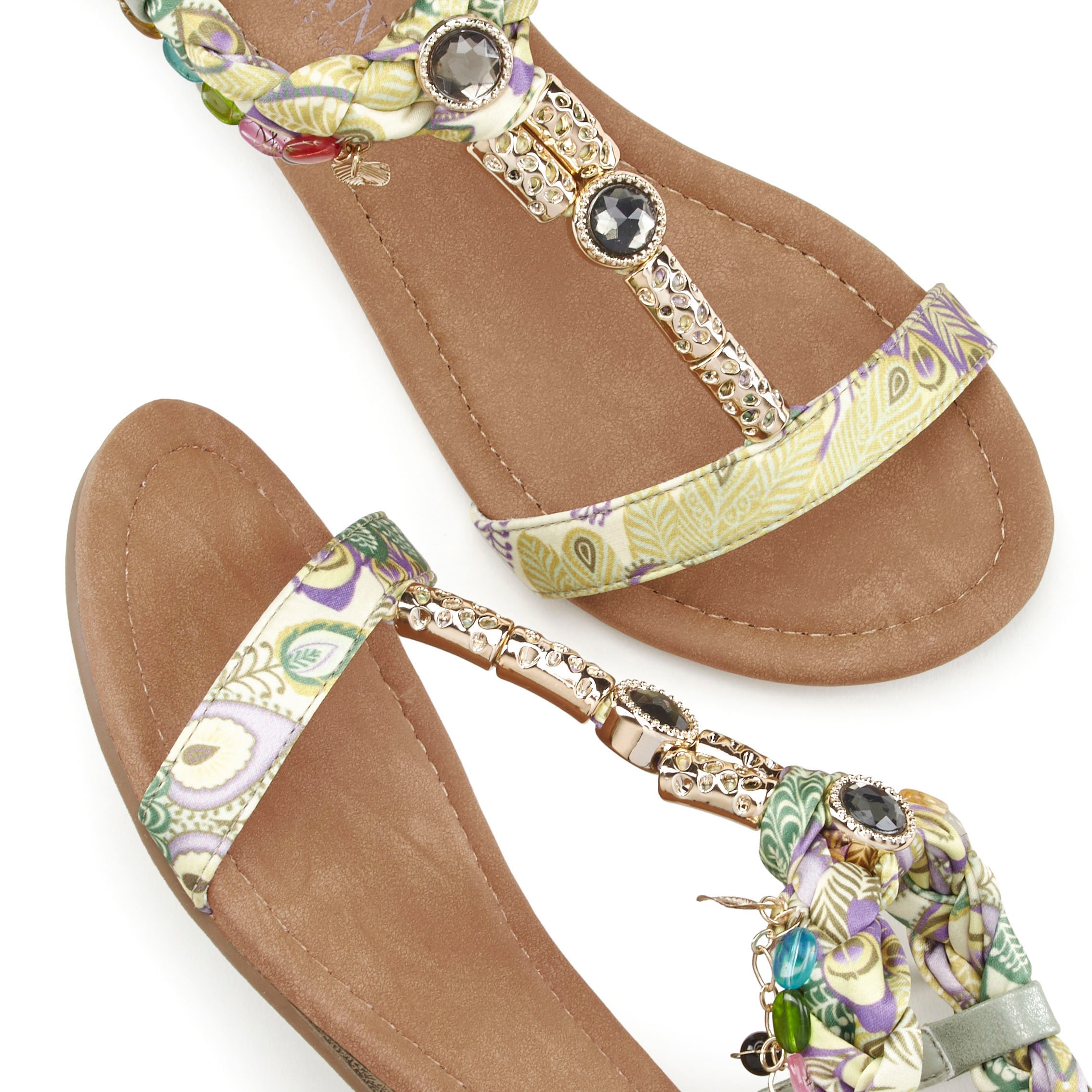 LASCANA Sandale »Sommerschuh, Sandalette,«, mit Schmuckkettchen und Schmucksteinen im Festival-Look VEGAN