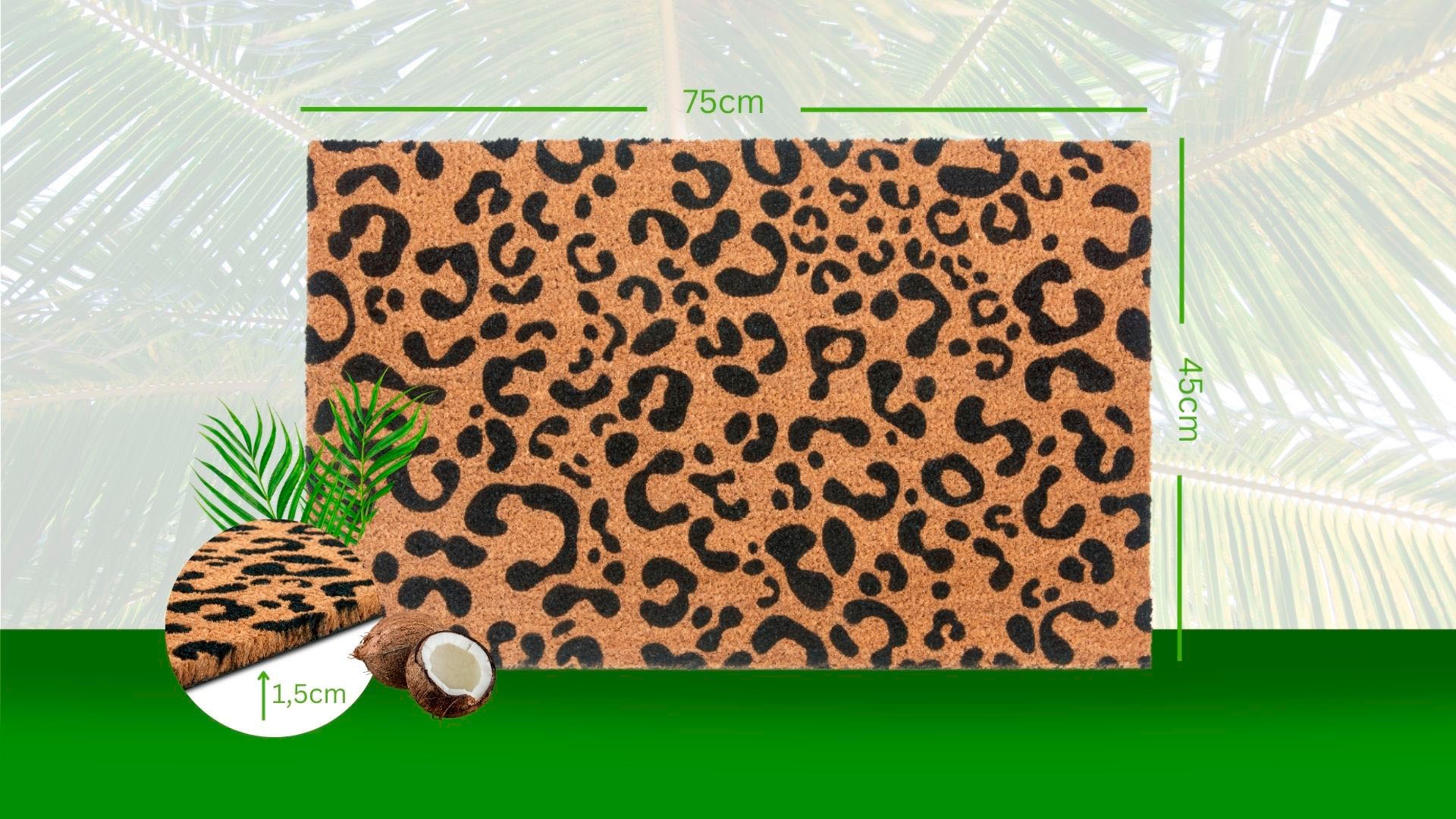 HANSE Home Fussmatte »Mix Mats Kokos Leopard Look, Türmatte«, rechteckig, 15 mm Höhe, Kokos, Schmutzfangmatte, Outdoor, Rutschfest, Innen, Kokosmatte, Flur