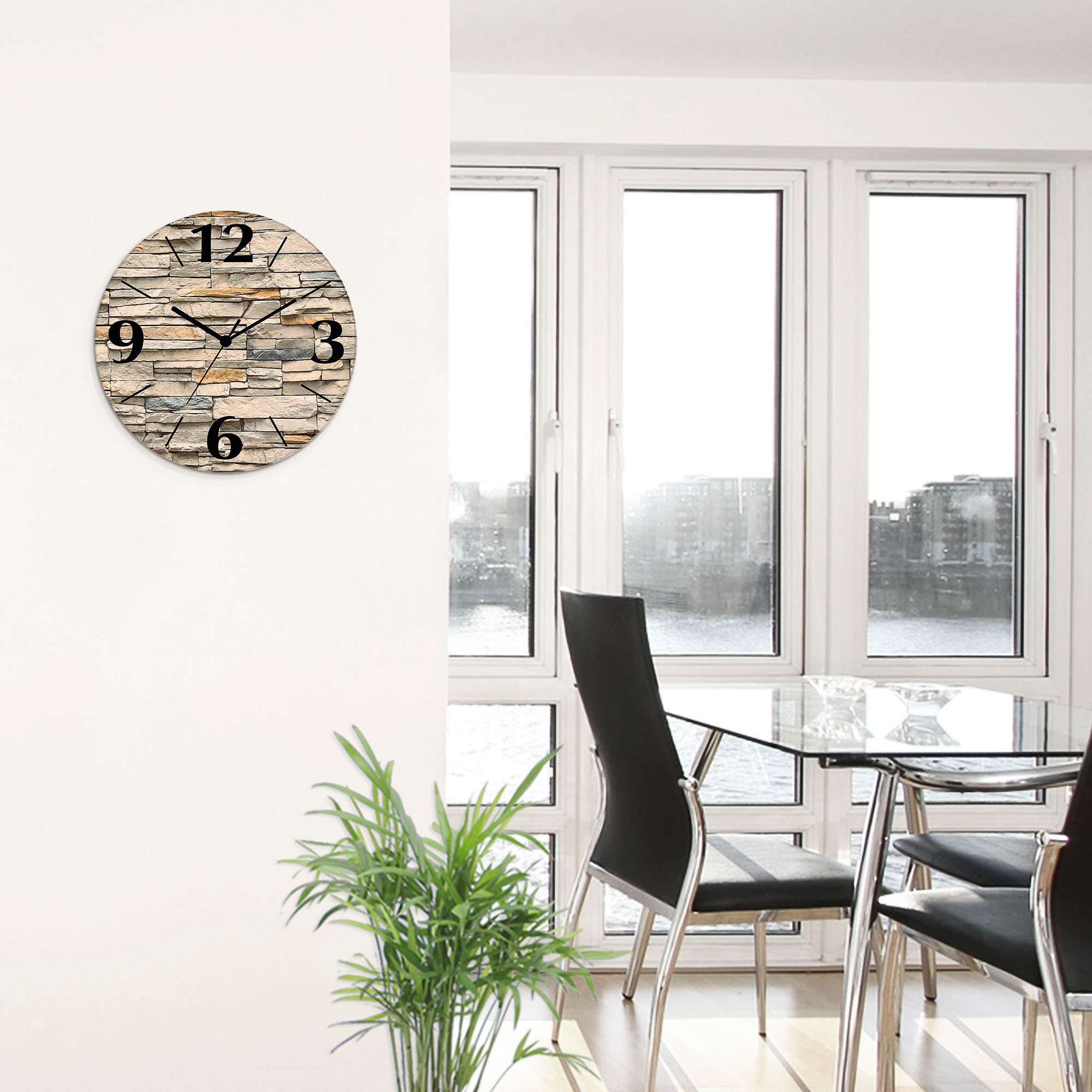 Artland Wanduhr "Braune alte Ziegelmauer" wahlweise mit Quarz- oder Funkuhrwerk, lautlos ohne Tickgeräusche