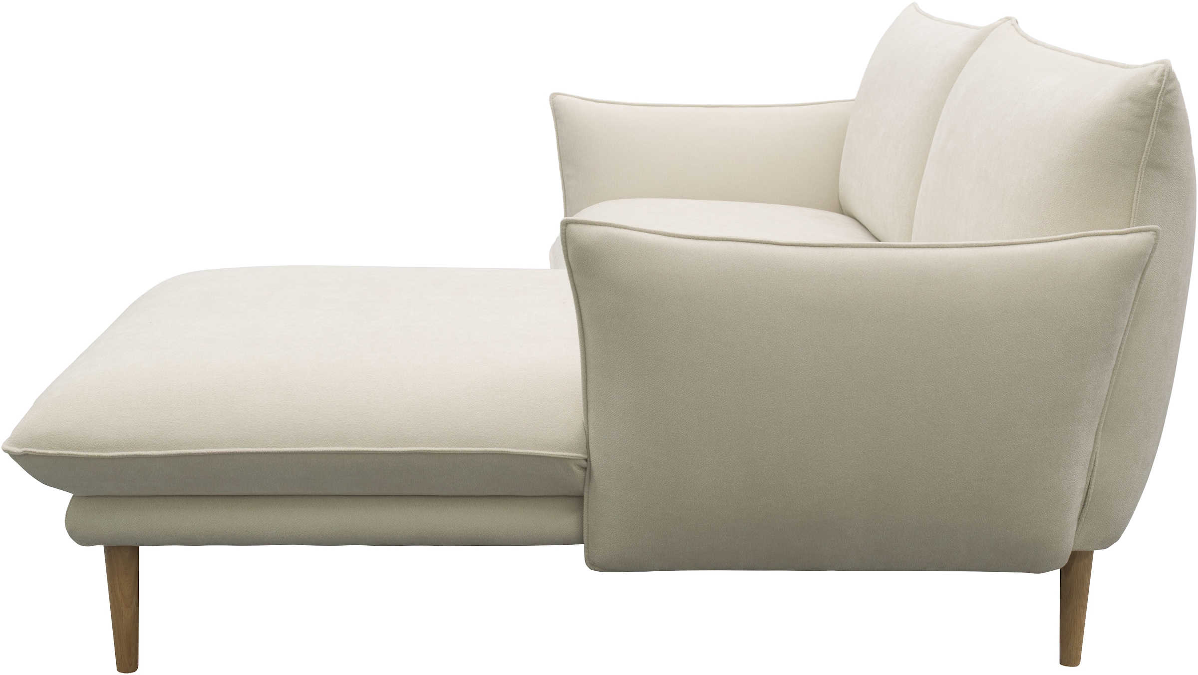 DOMO collection Ecksofa »Leuven kompakte Stellmasse, Breite 200 cm, schmale Armlehnen, L-Form«, angenehm feste Polsterung, bodenfrei, 19 cm hohe Holzfüsse