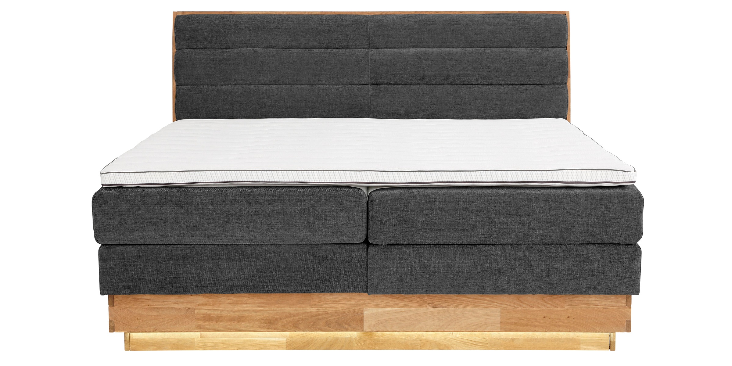 GOODproduct Boxspringbett, LED-Beleuchtung, mit zertifizierten, recycelten Bezugsstoffen