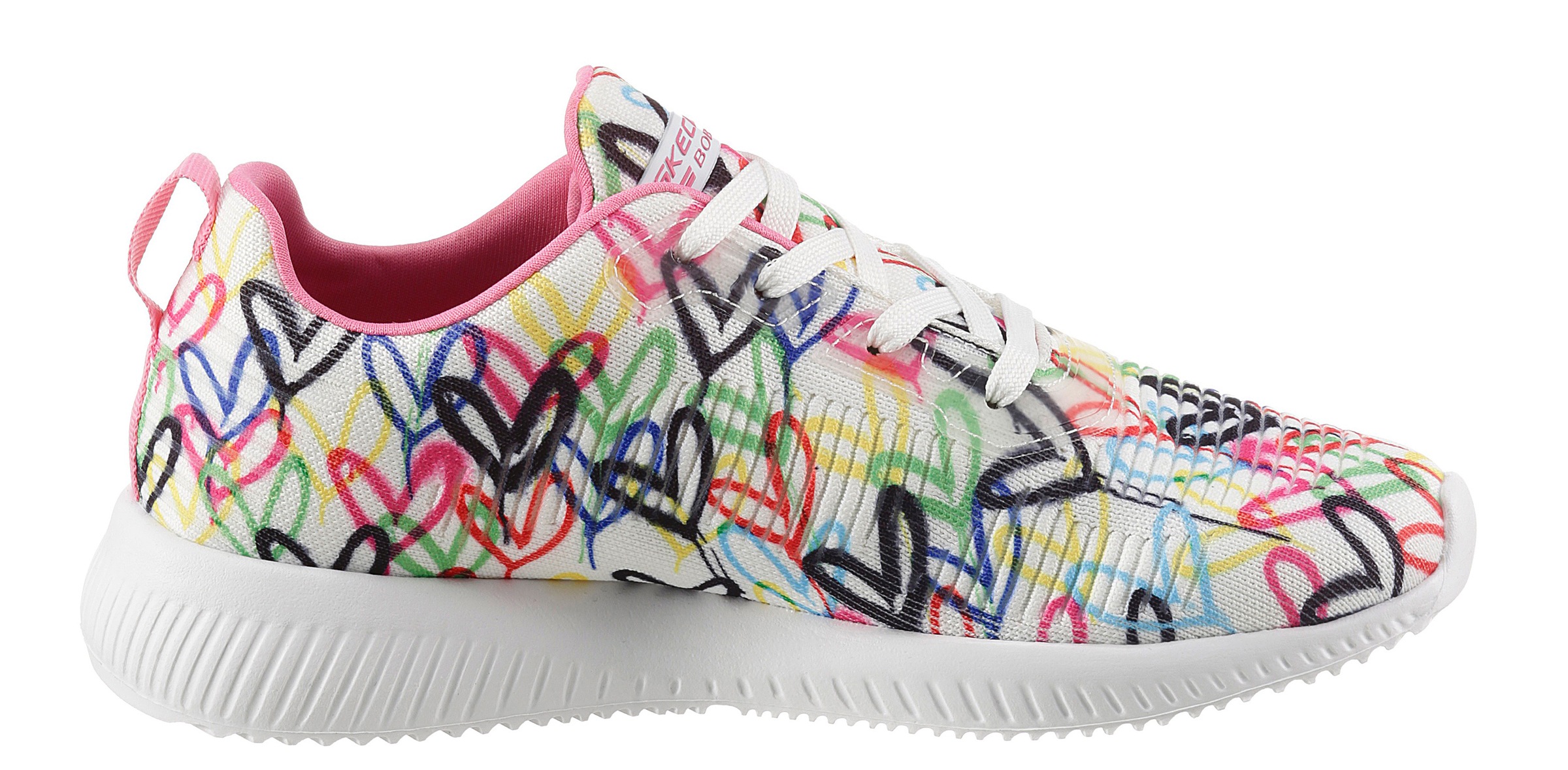 Skechers Sneaker »BOBS SQUAD«, mit Allover-Herzchenprint, Freizeitschuh, Halbschuh, Schnürschuh