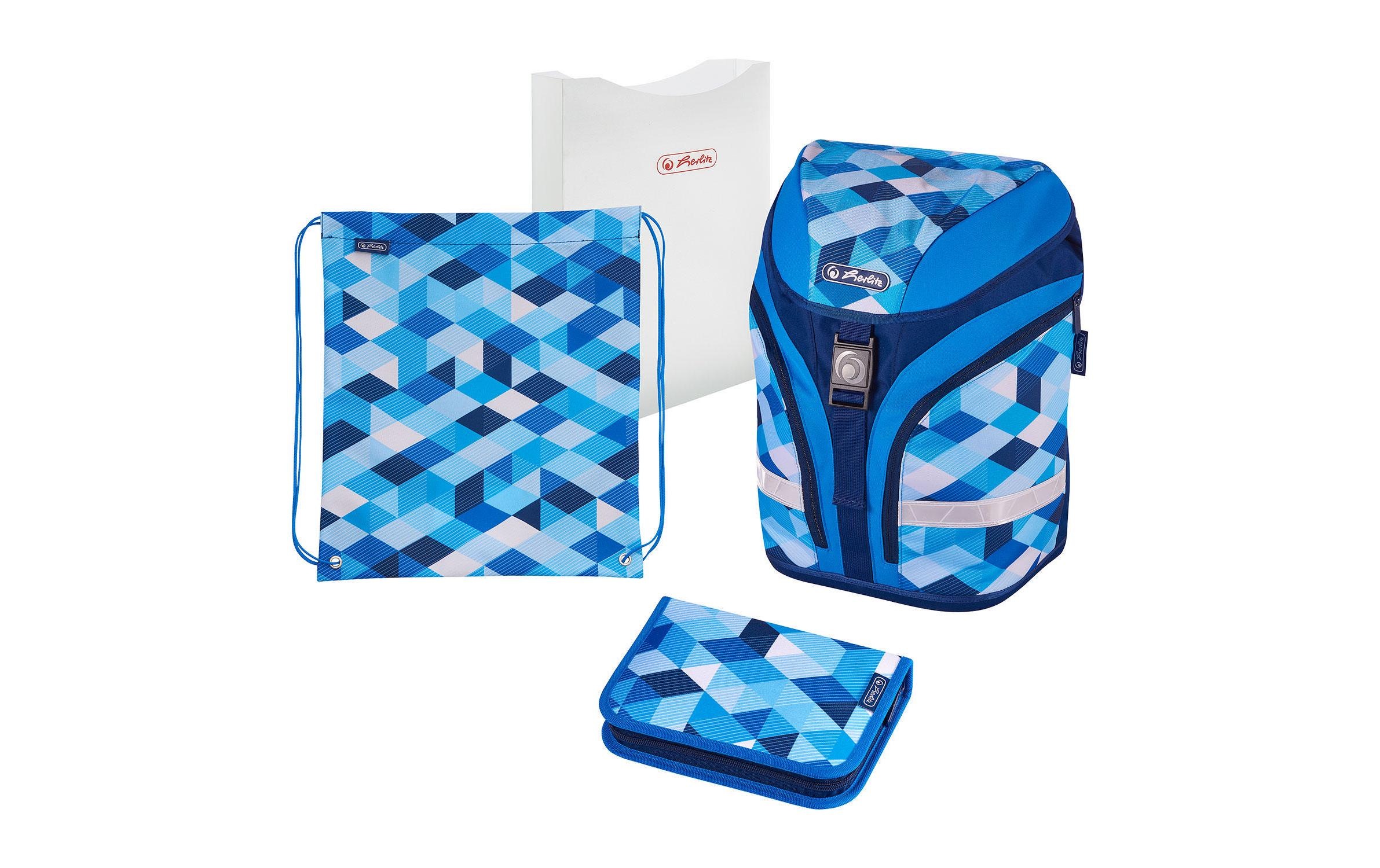 Herlitz Schulrucksack »Motion Plus Blue Cubes 4-teilig«