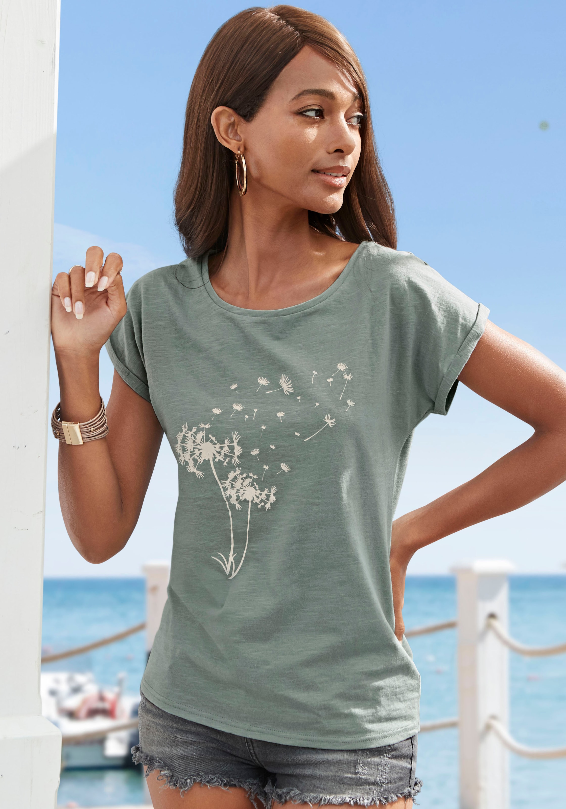 Vivance T-Shirt »mit Frontdruck "Pusteblume"«, aus weicher Baumwoll-Qualität