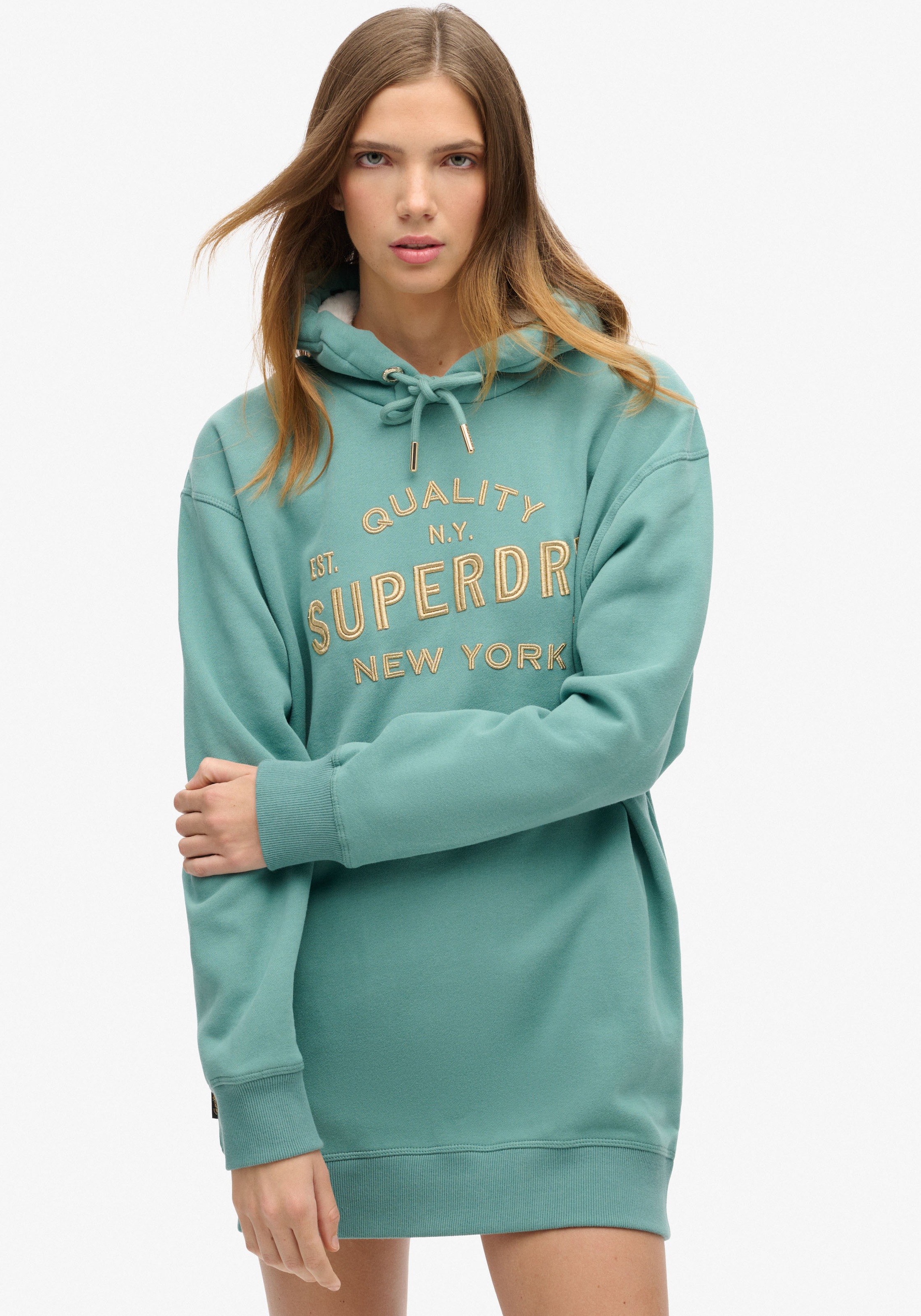 Superdry Jerseykleid »LUXE METALLIC LOGO HOOD DRESS« Sommerkleid