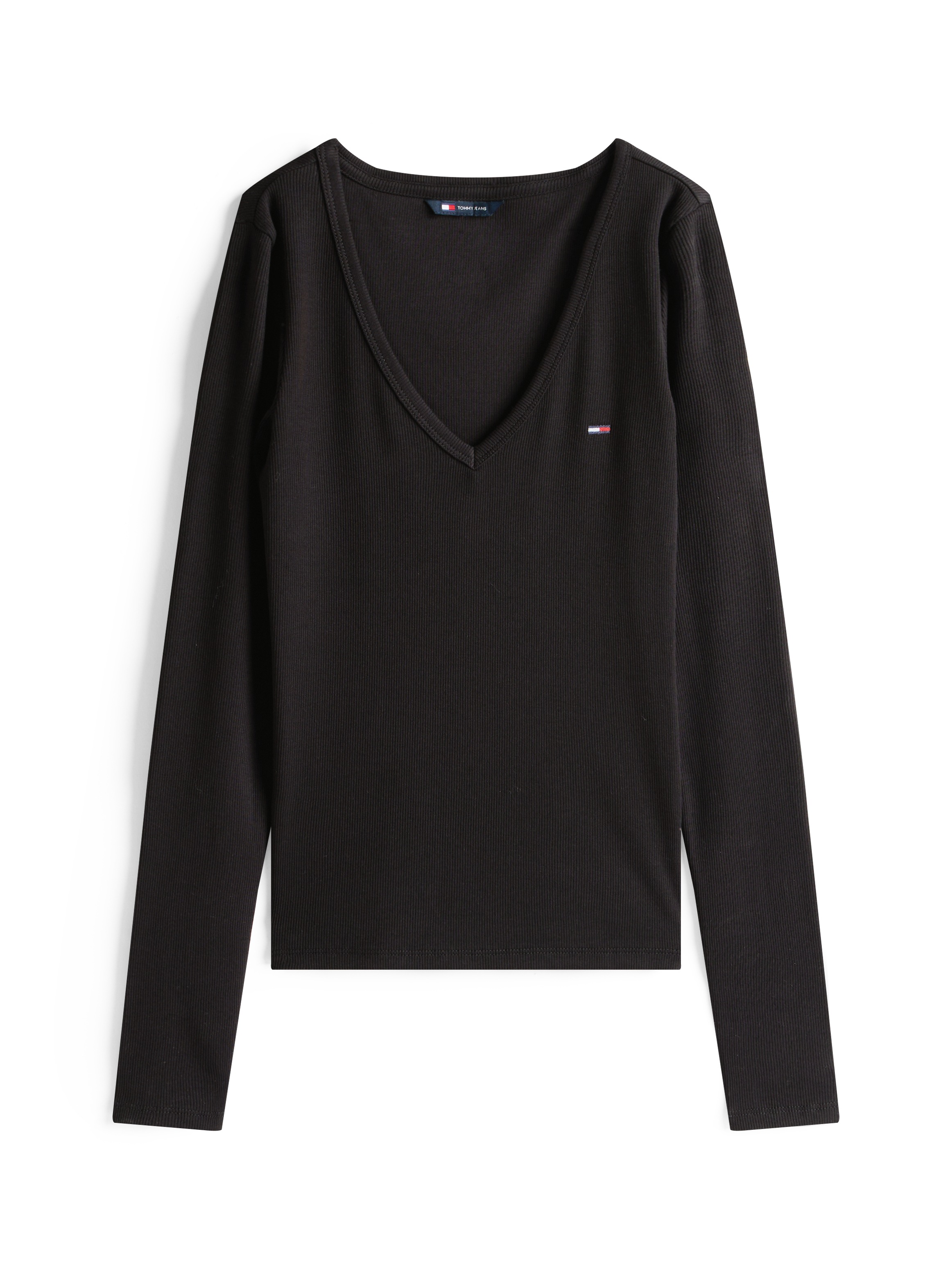 Tommy Jeans Langarmshirt »TJW SLIM ESSENTIAL RIB V LS«, mit Logostickerei