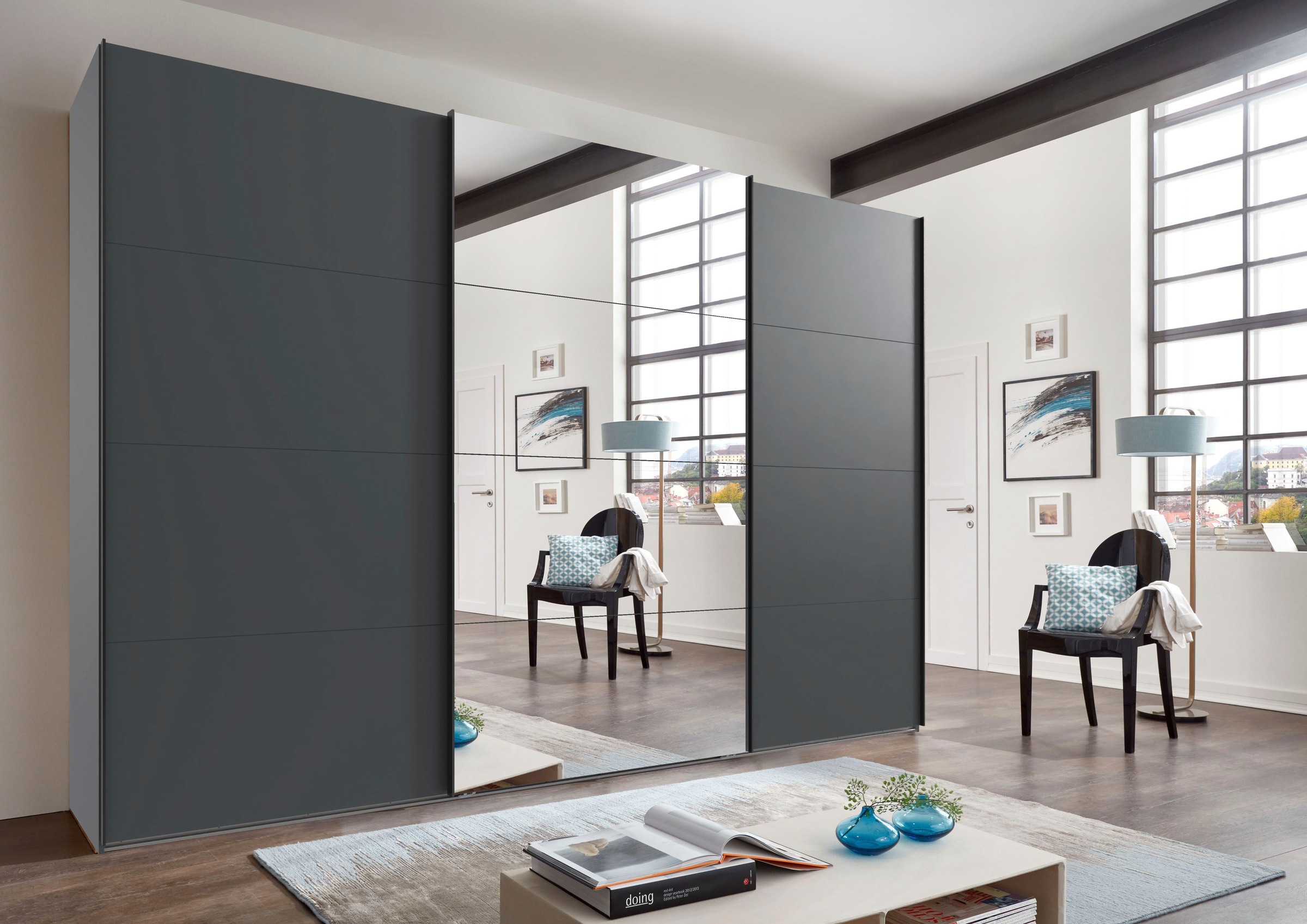 Wimex Kleiderschrank »Mugano, Made in Germany, Lieferung bis in Deine Etage und Stellort«, (wähle Deine Ausstattung: Basic oder Premium!), 3 Schwebetüren, grosse Grössen, mit oder ohne Spiegel, Metallgriffe