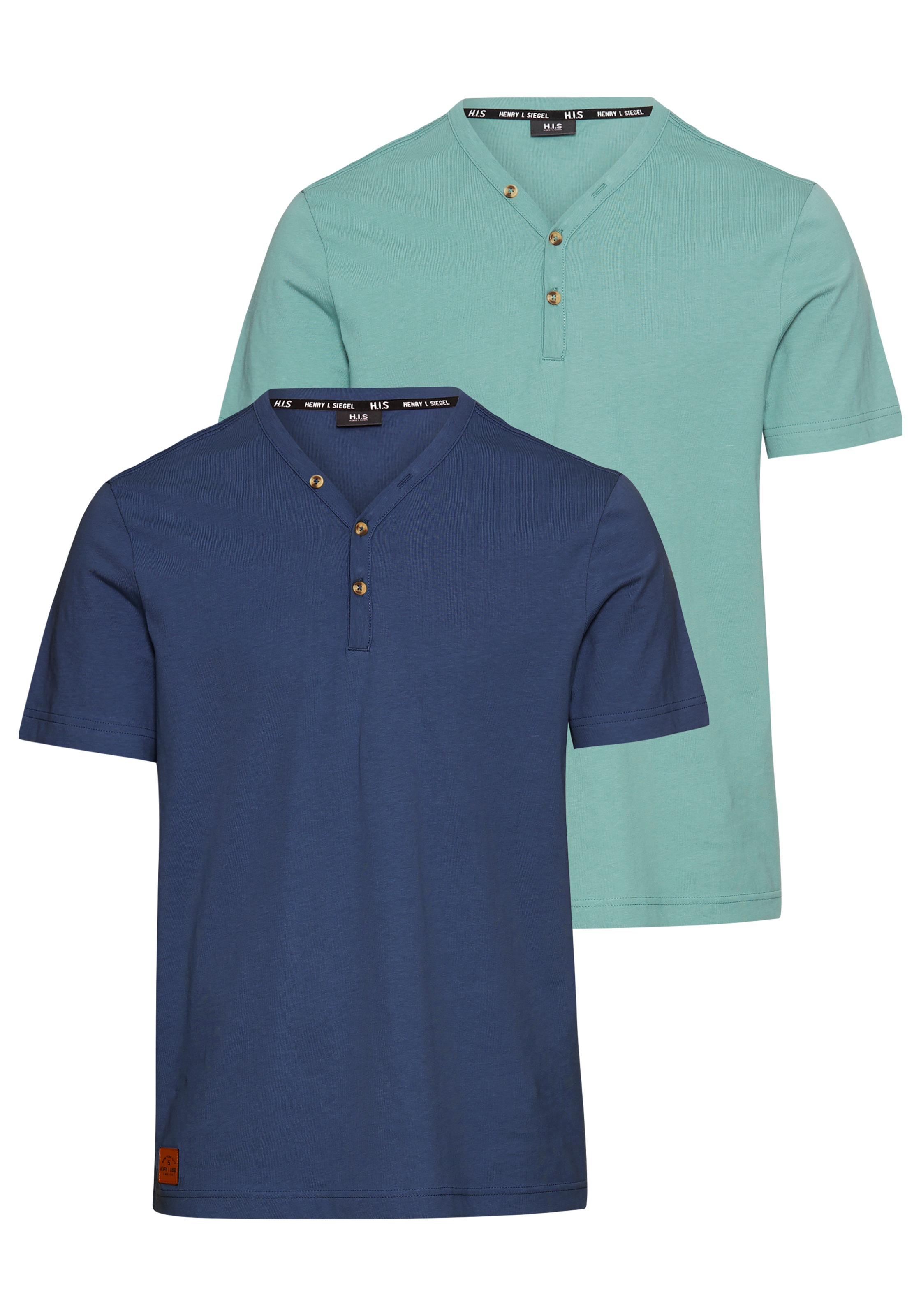 H.I.S Henleyshirt 2-er Pack, mit Knopfleiste