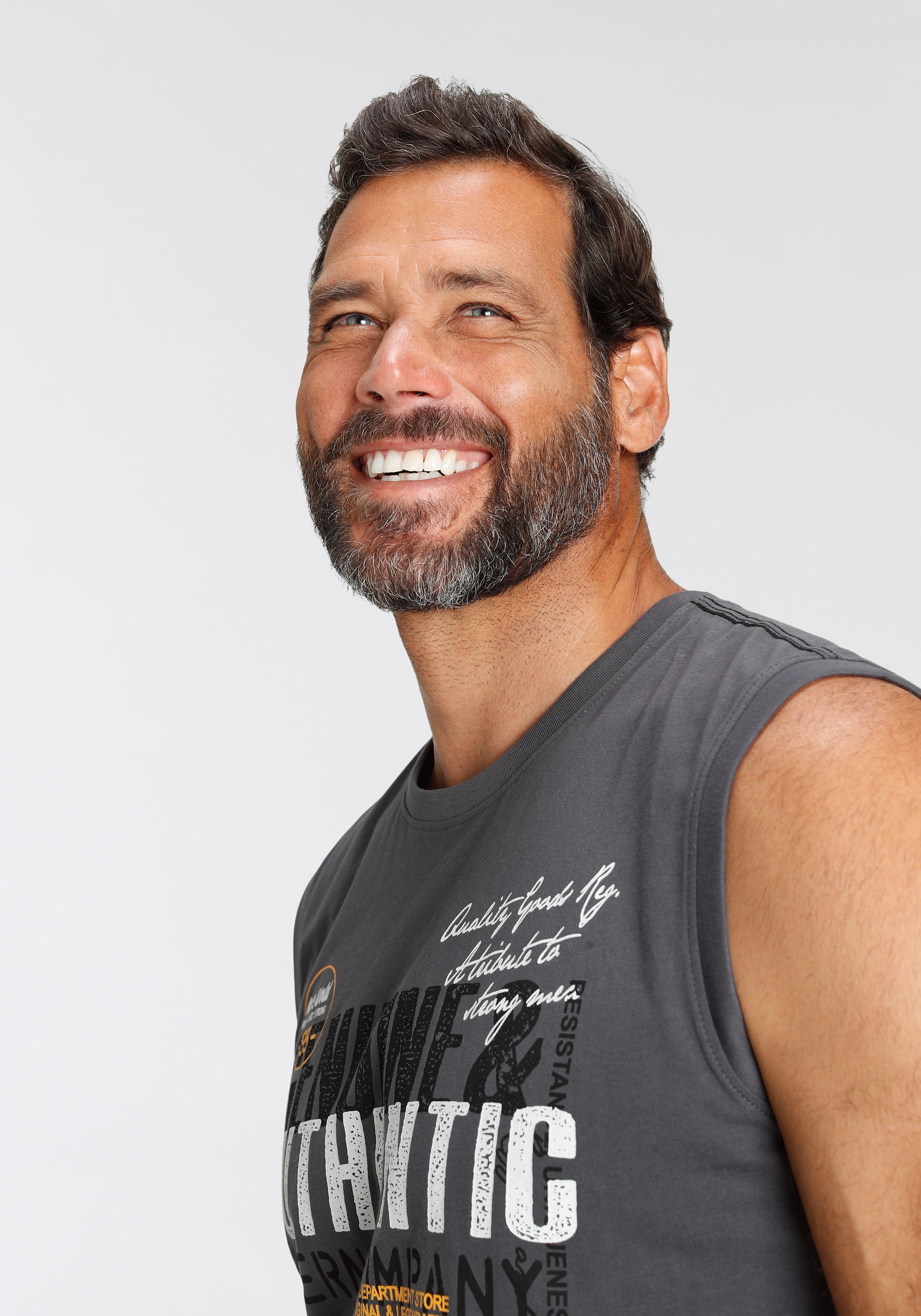 Man's World Muscleshirt, ohne Ärmel, bedruckt, Rundhalsausschnitt, aus Baumwolle