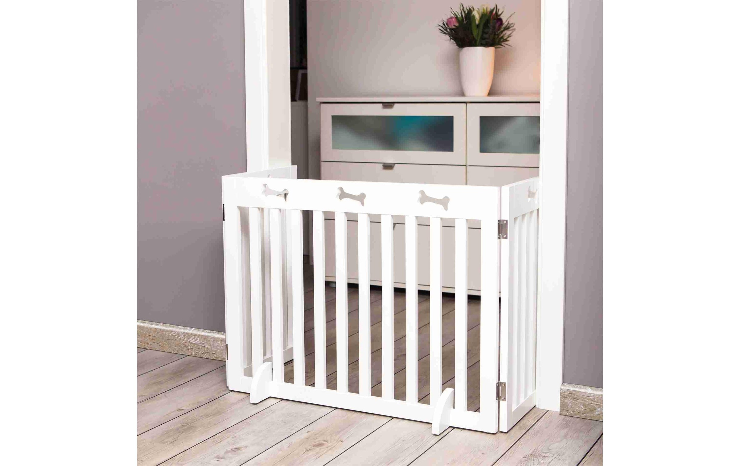 TRIXIE Tierabsperrgitter »3-teilig, 82 - 124 × 61 cm, Weiss«, 82 cm breit