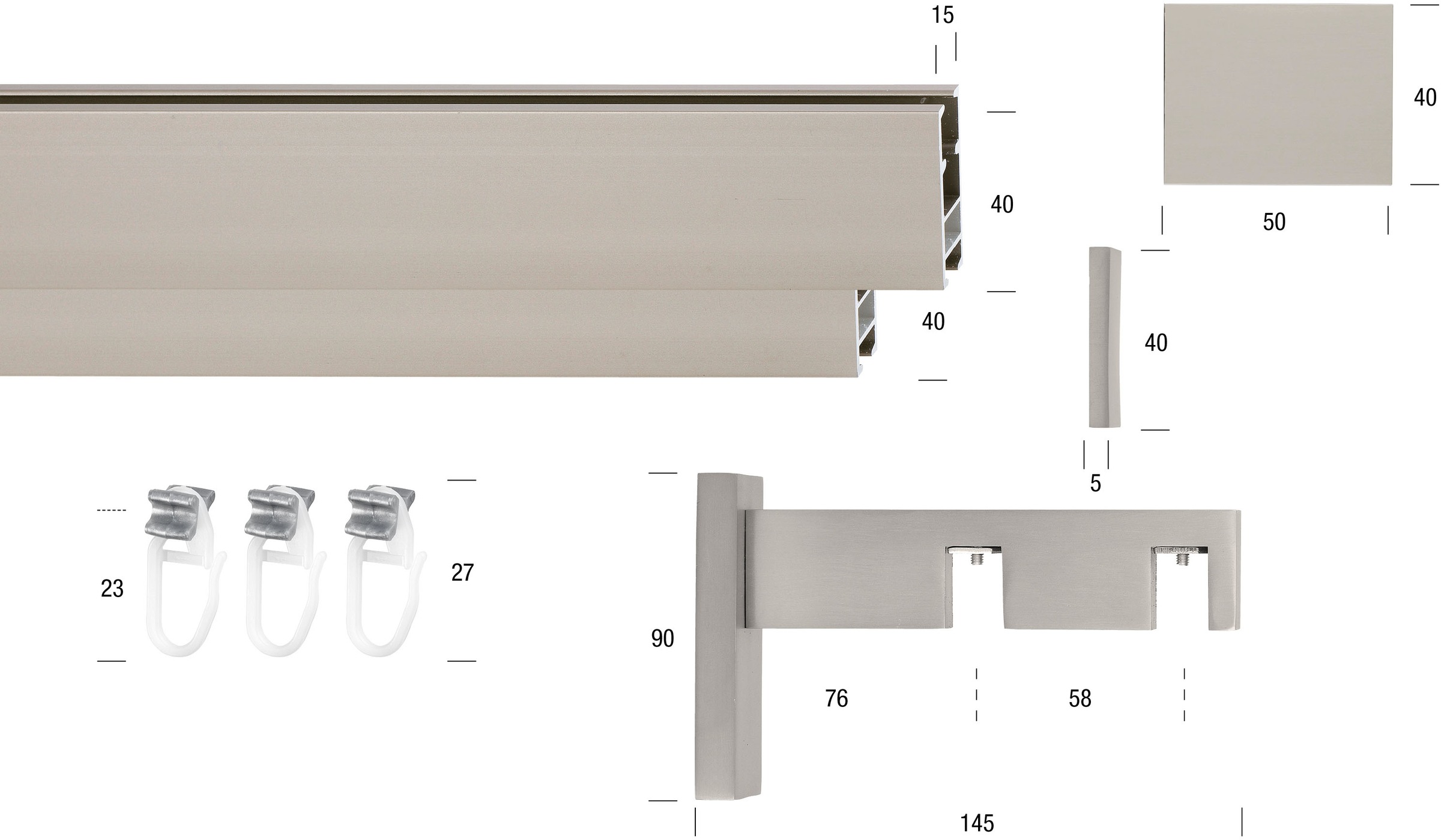 GARESA Gardinenstange »FLAT«, 2 läufig-läufig, Wunschmasslänge, Rechteckprofil, Wandmontage, perfekter Lauf, modern, verlängerbar