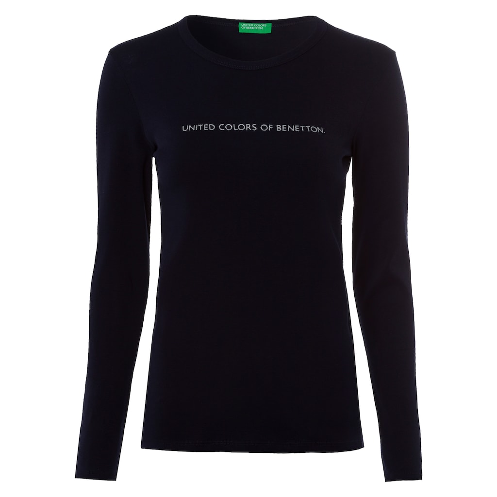 United Colors of Benetton Langarmshirt, mit Glitzereffekt Labelprint