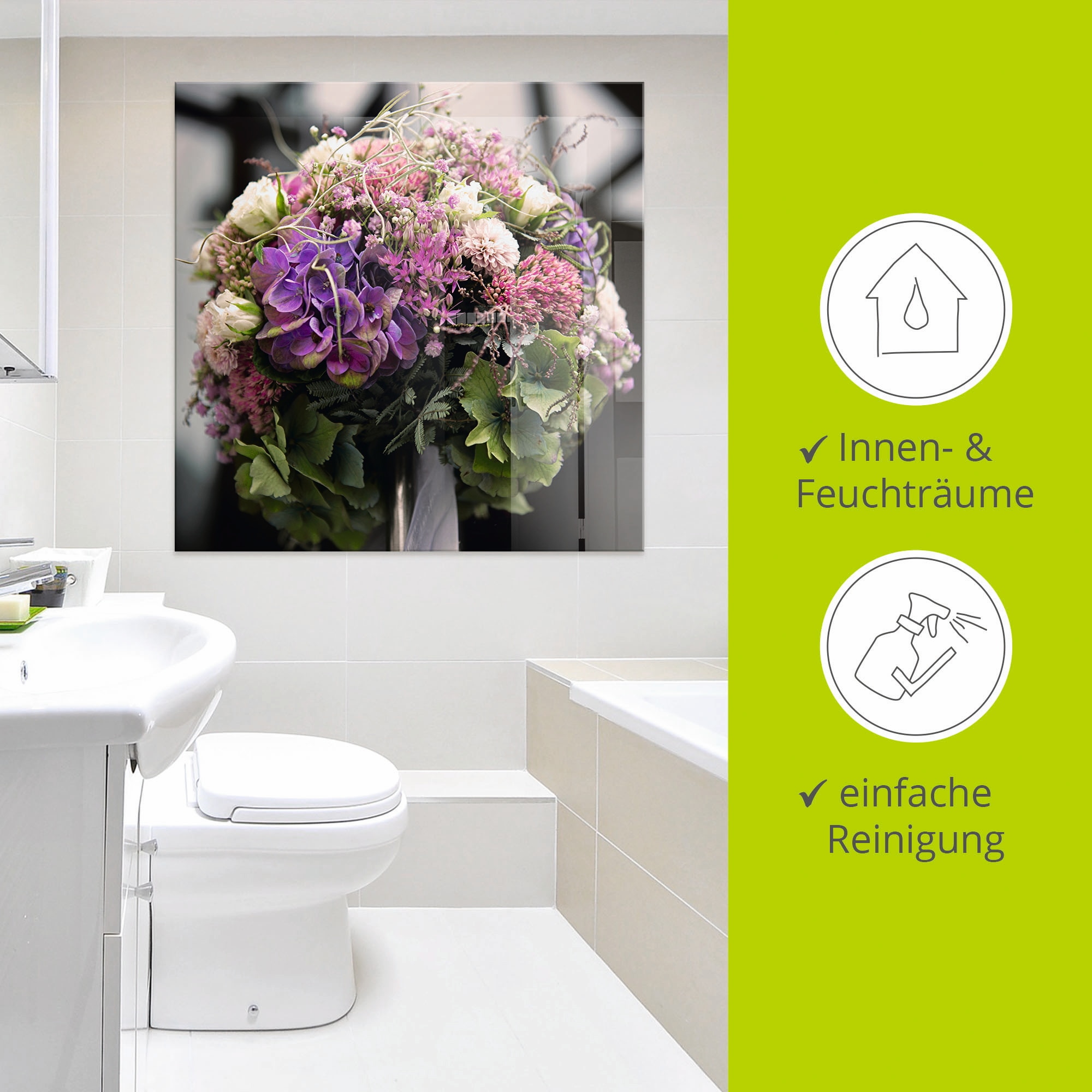 Artland Glasbild »Blumenkugel«, Blumen, (1 St.), in verschiedenen Grössen