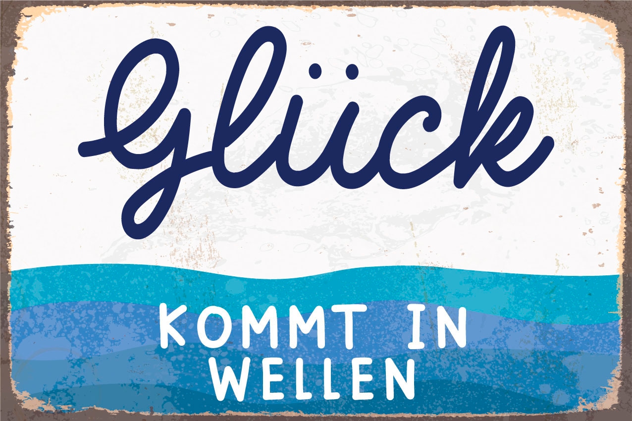 queence Metallbild »Küstenkind«, Schriftzüge, (1 St.), Stahlschilder