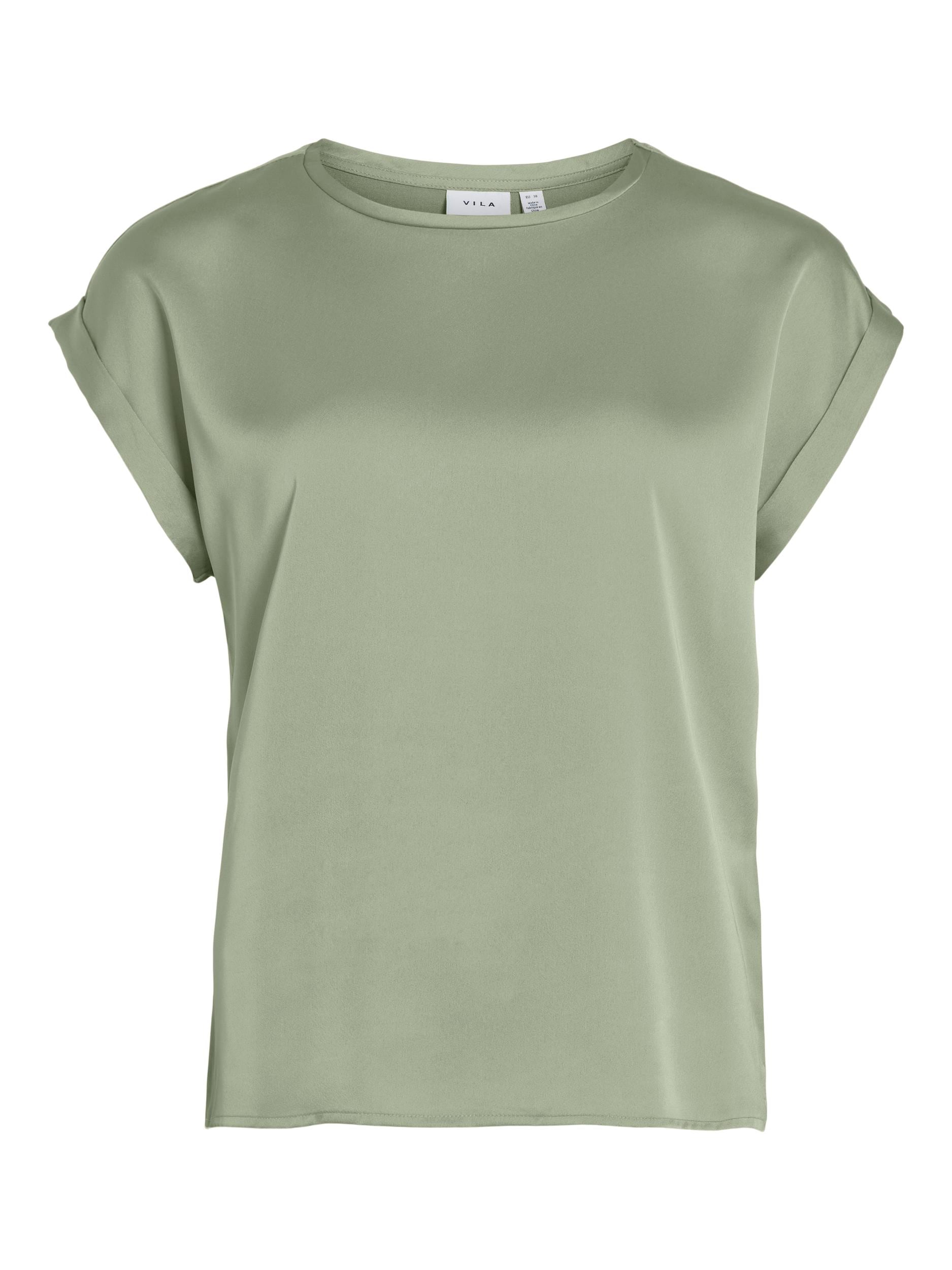 Vila Kurzarmshirt »VIELLETTE S/S SATIN TOP - NOOS«, Satin Optik