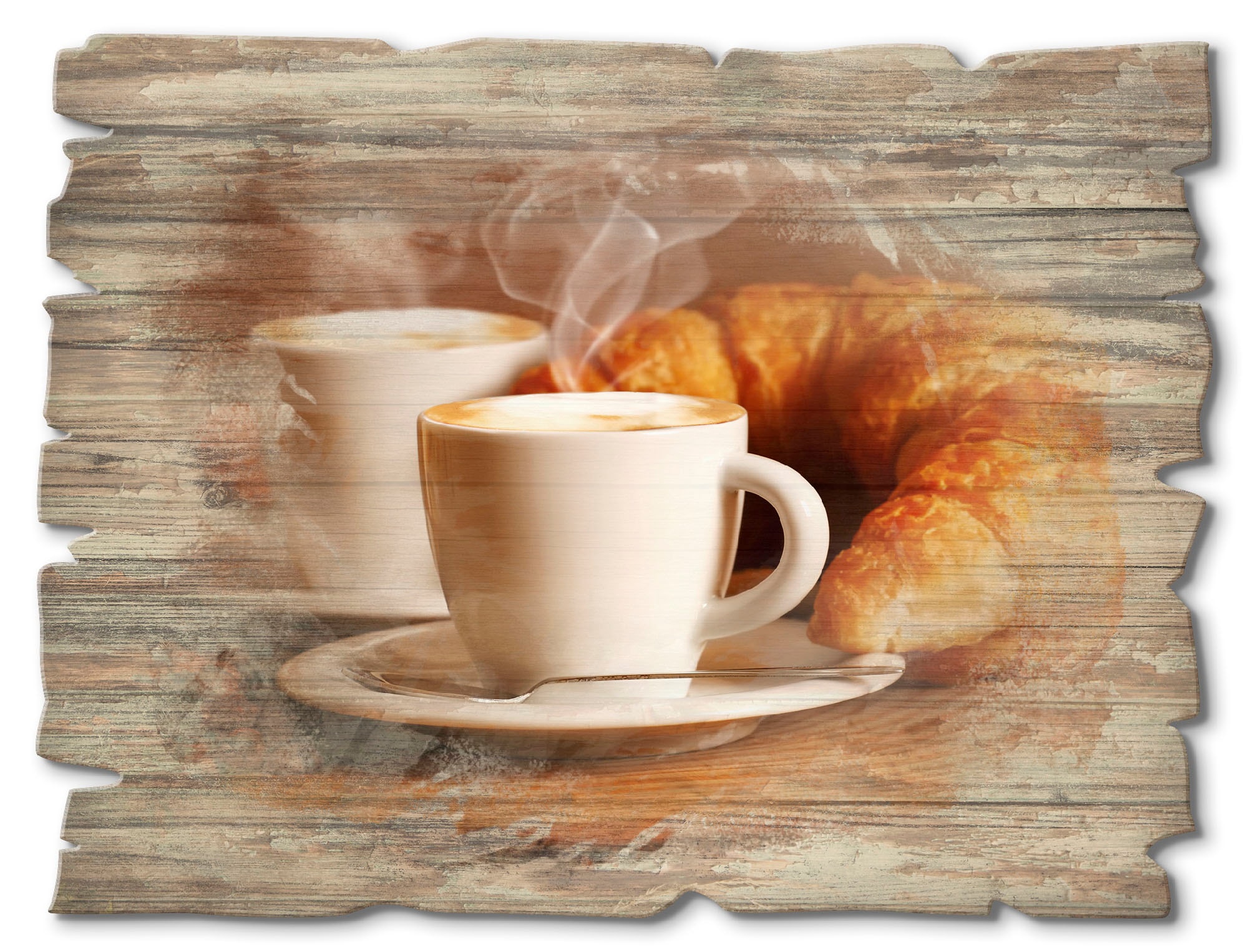 Artland Holzbild »Dampfender Cappuccino online und Jelmoli-Versand Croissant«, St.) (1 Getränke, | kaufen