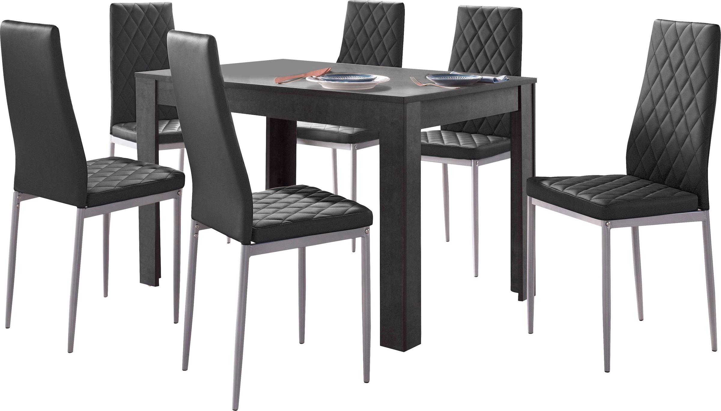 INOSIGN Essgruppe, (Set, 5 schieferfarben, 4 mit tlg.), Stühle Tisch bestellen in cm | 120 Breite online Jelmoli-Versand