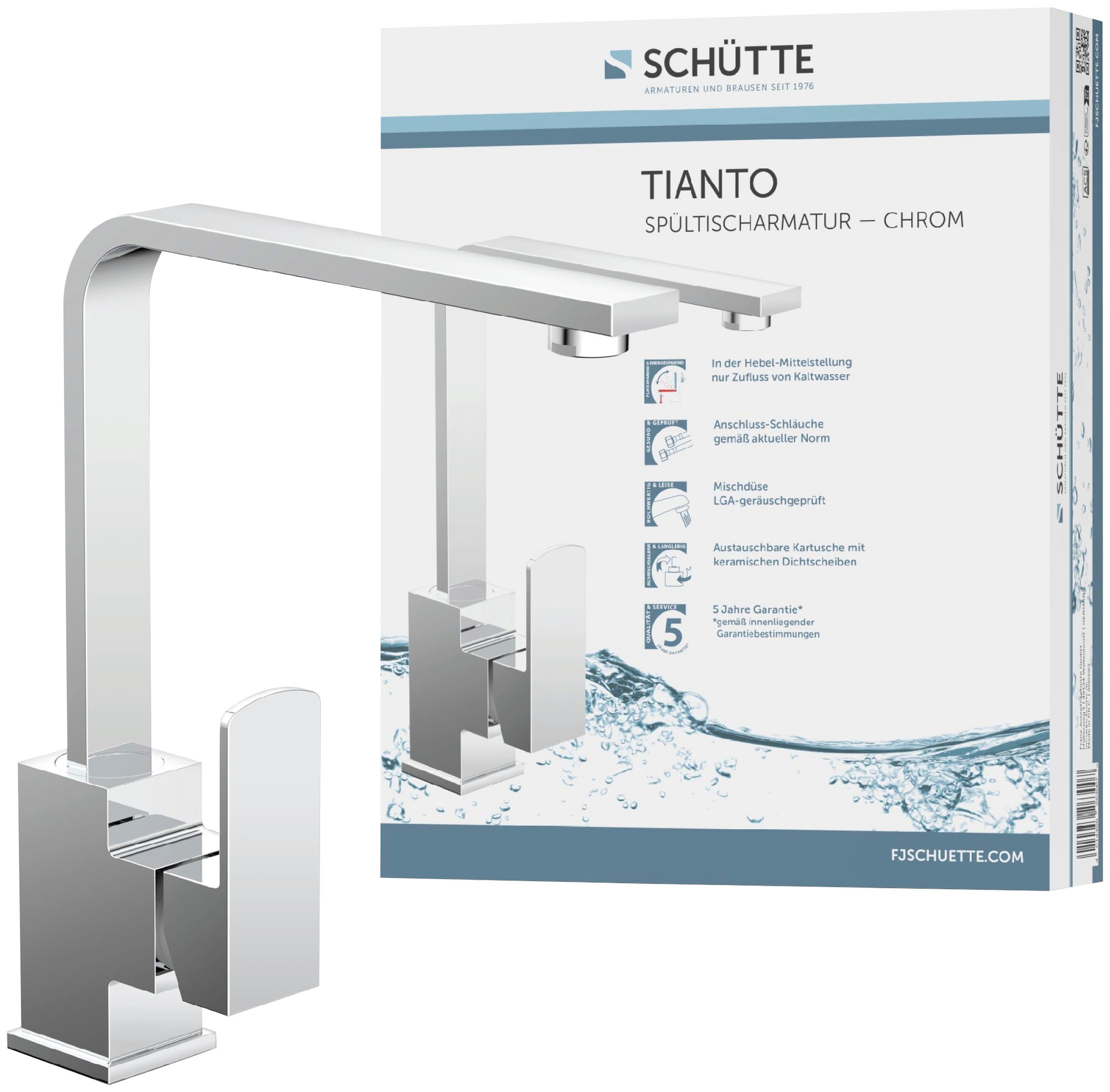 Schütte Spültischarmatur »Tianto«, 360° schwenkbarer Wasserhahn, Mischbatterie, Chrom, Hochdruck