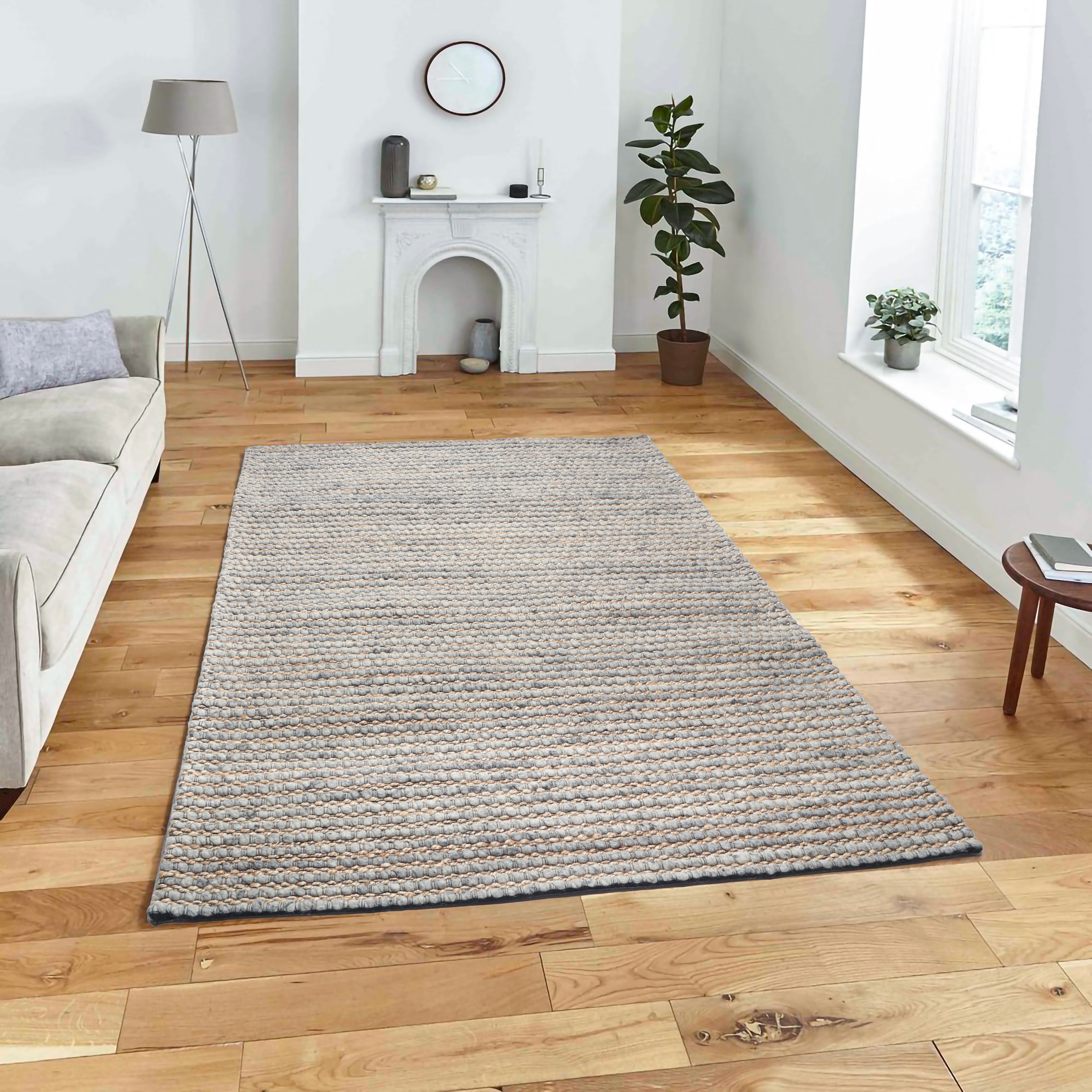 my home Wollteppich »Leevy, Wolle und Jute, handgewebt, Handweb Teppiche«, rechteckig, 25 mm Höhe, schöne Streifenoptik, Wohnzimmer, Schlafzimmer, Esszimmer