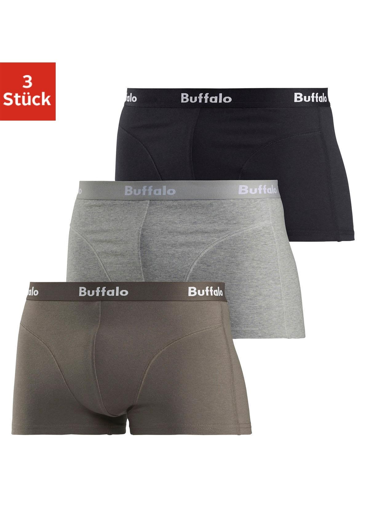 Boxershorts, (Packung, 3 St.), in Hipster-Form mit Overlock-Nähten vorn