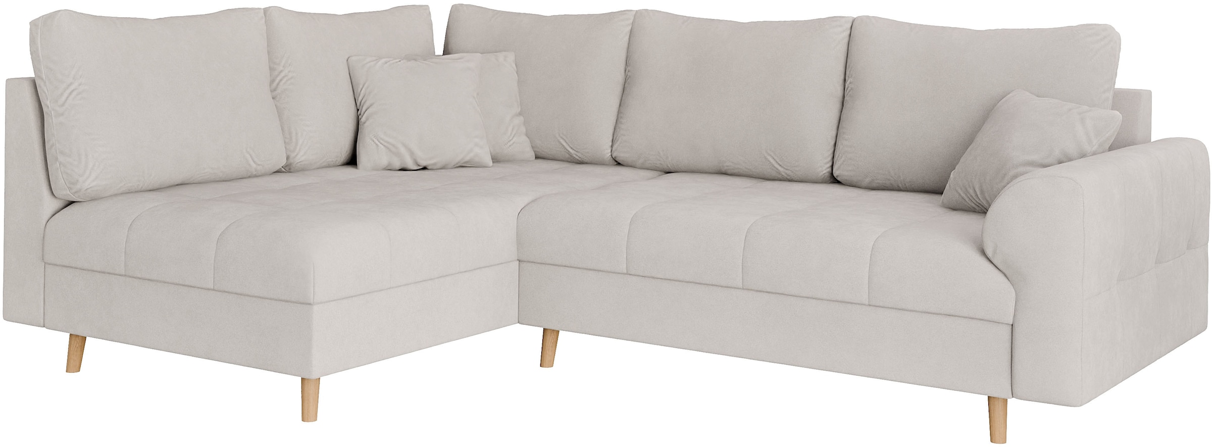 Home affaire Ecksofa »CHARRE L-Form mit Ottomane, Masse B/T/H: 231/161/81 cm«, feine Steppung, lose Rücken- und Zierkissen, auch in Cord und Bouclé