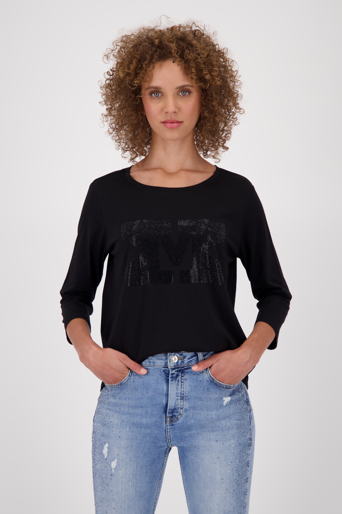 Monari Langarmshirt »Shirt Basic Schmuck« Mit Schmuckdetails