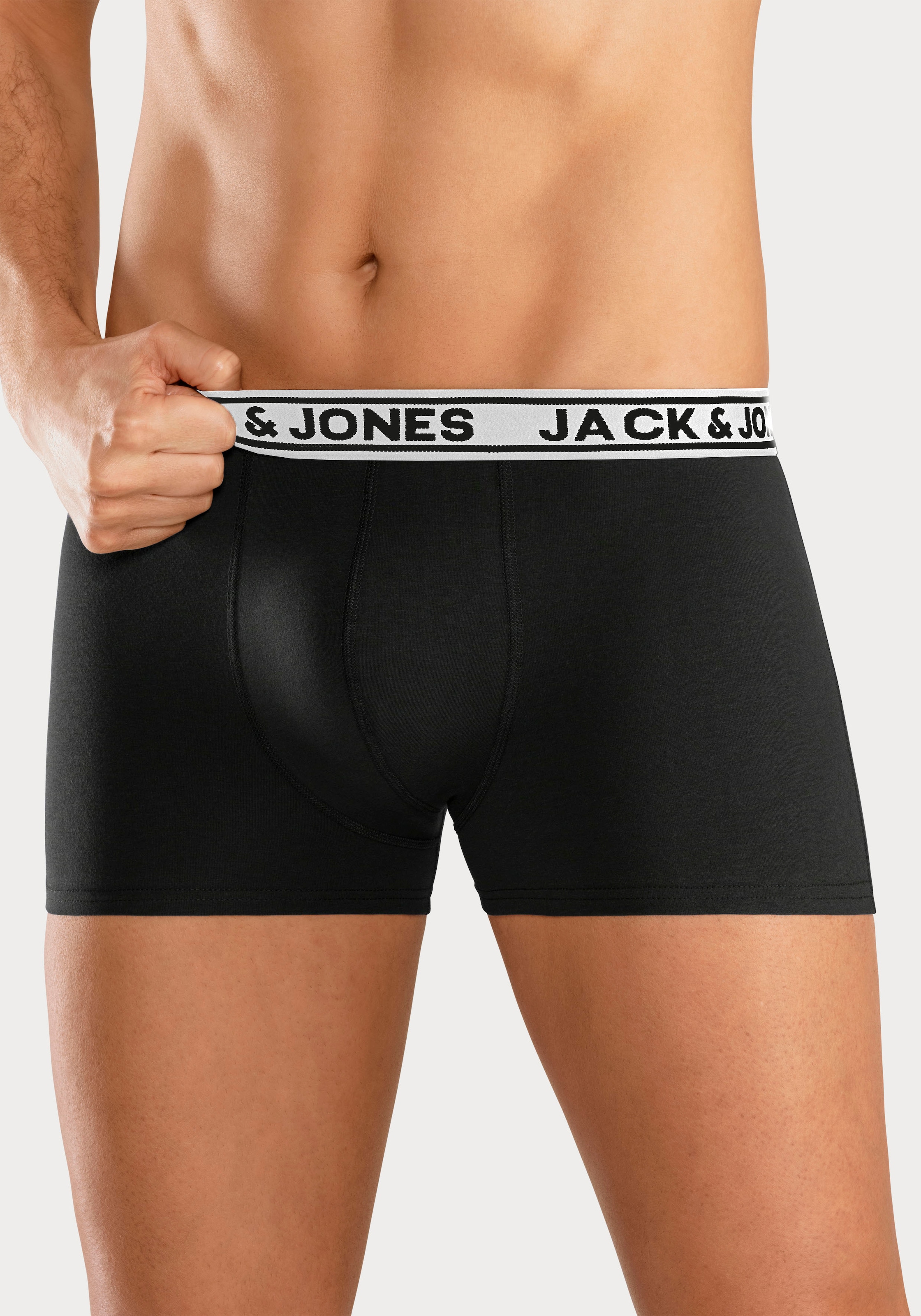 Jack & Jones Trunk »JACCRISP im 6er Pack mit Logobund und Stretchkomfort«, (Packung, 6 St.), unifarben mit Farbeinsatz, modisch, eng anliegend, Baumwollmischung