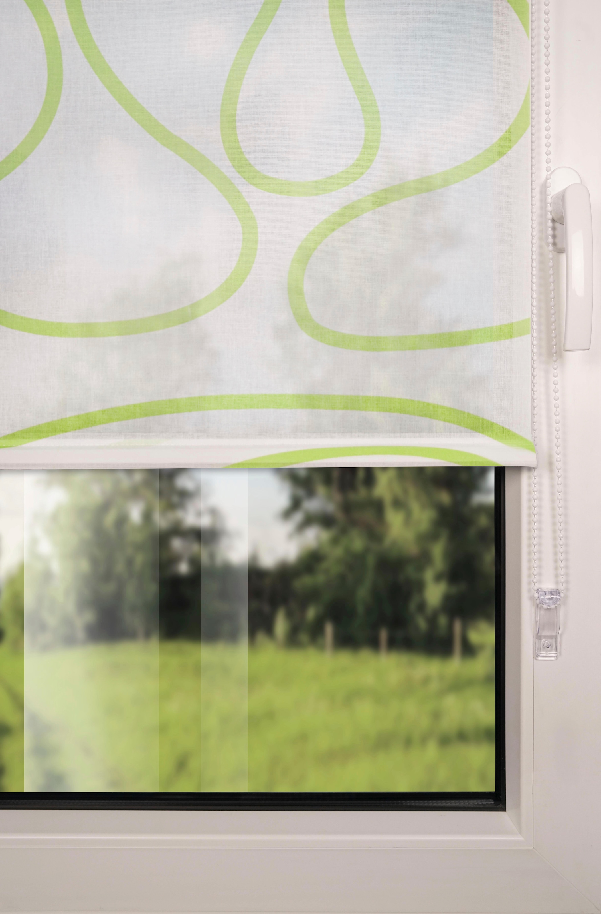 mydeco Seitenzugrollo »Win move«, Lichtschutz, Sichtschutz, ohne Bohren, freihängend, mit stylischem Muster