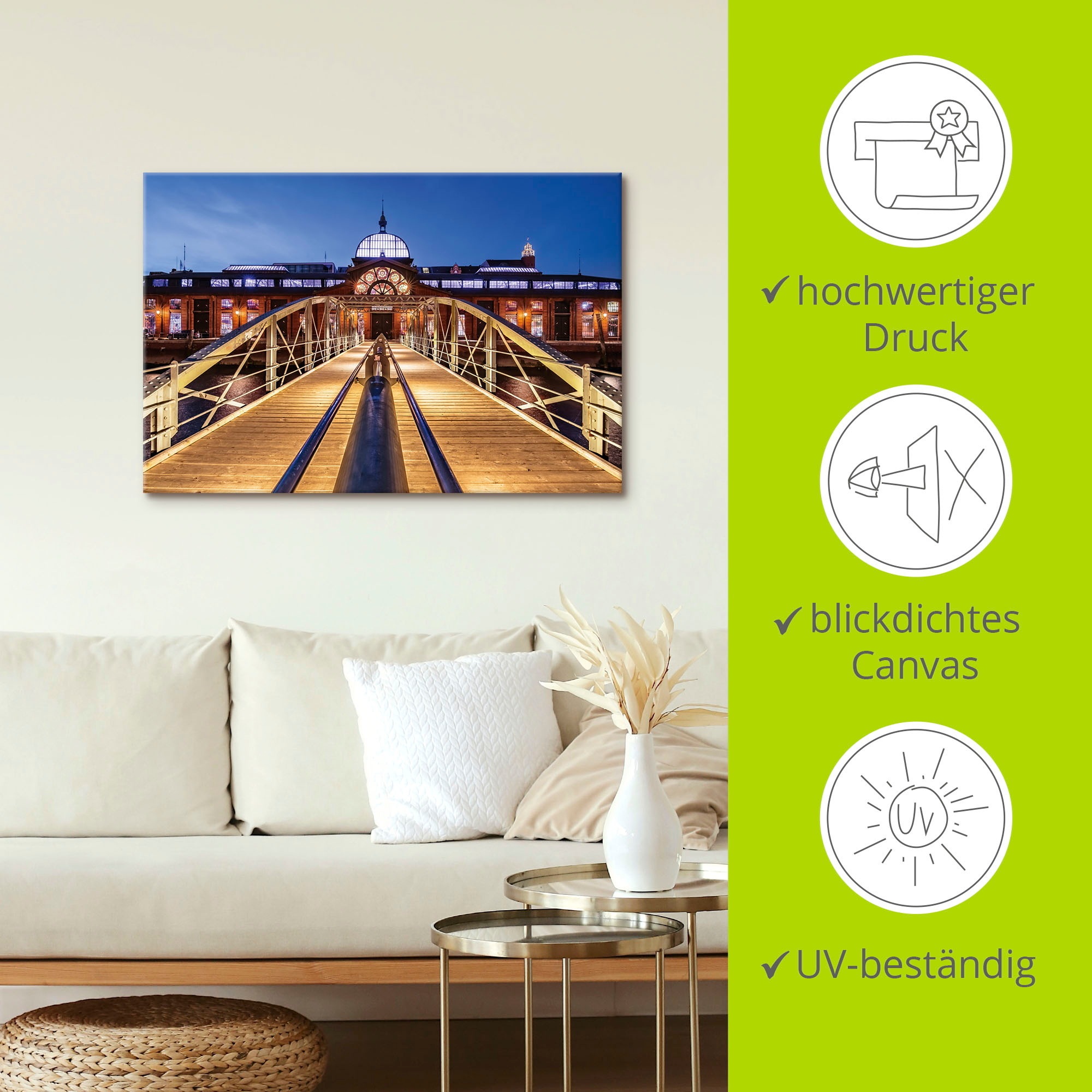 Artland Wandbild »Fischmarkt Hamburg«, Hamburg, (1 St.), als Alubild, Outdoorbild, Leinwandbild, Wandaufkleber, versch. Grössen