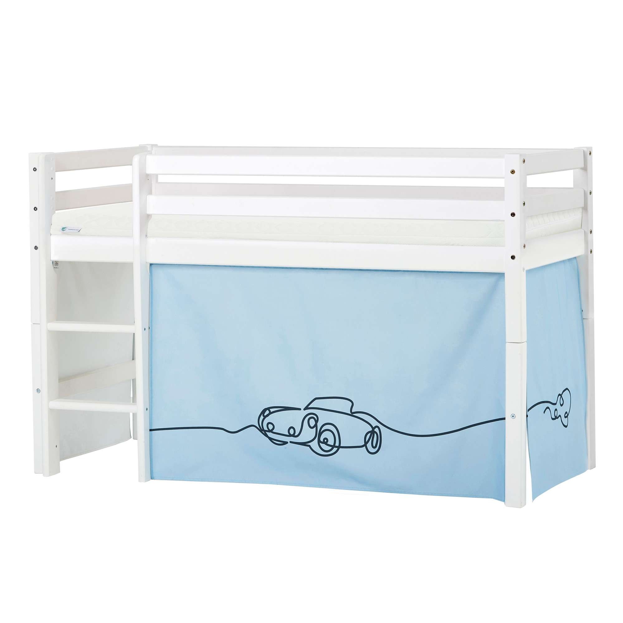 Hoppekids Hochbett »ECO Dream, Kinderbett, Spielbett, Halbhohes Bett aus Massivholz« inkl. Vorhang-Set Creator, Bettgrösse & Matratze wählbar