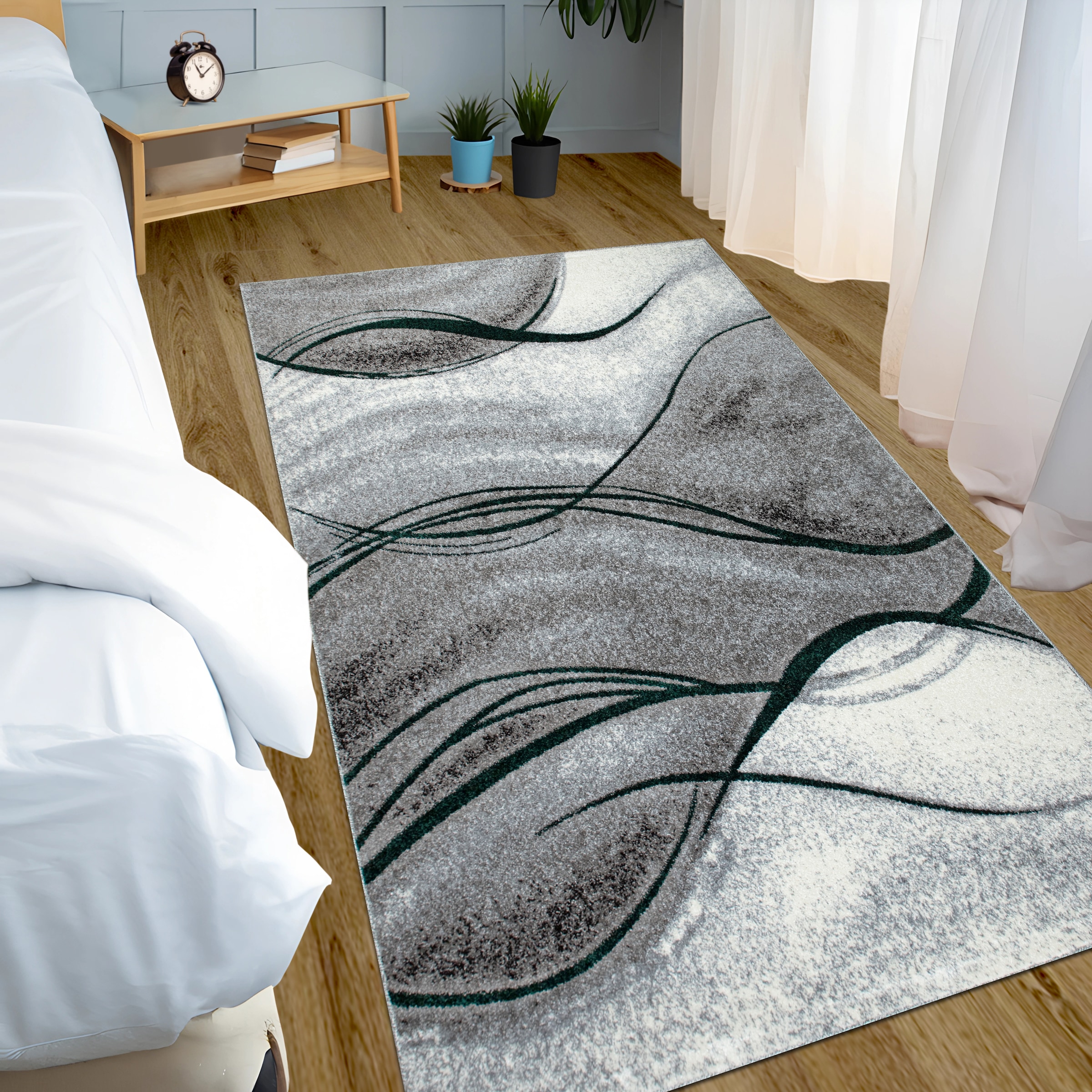 my home Teppich »Tritom«, rechteckig, 9 mm Höhe, mit besonders weichem Flor, Kurzflor, modernes Wellen Muster