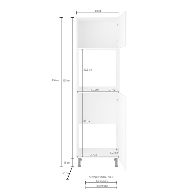 wiho Küchen Backofenumbauschrank »Ela«, 60 cm breit, höhenverstellbare  Füsse online shoppen | Jelmoli-Versand
