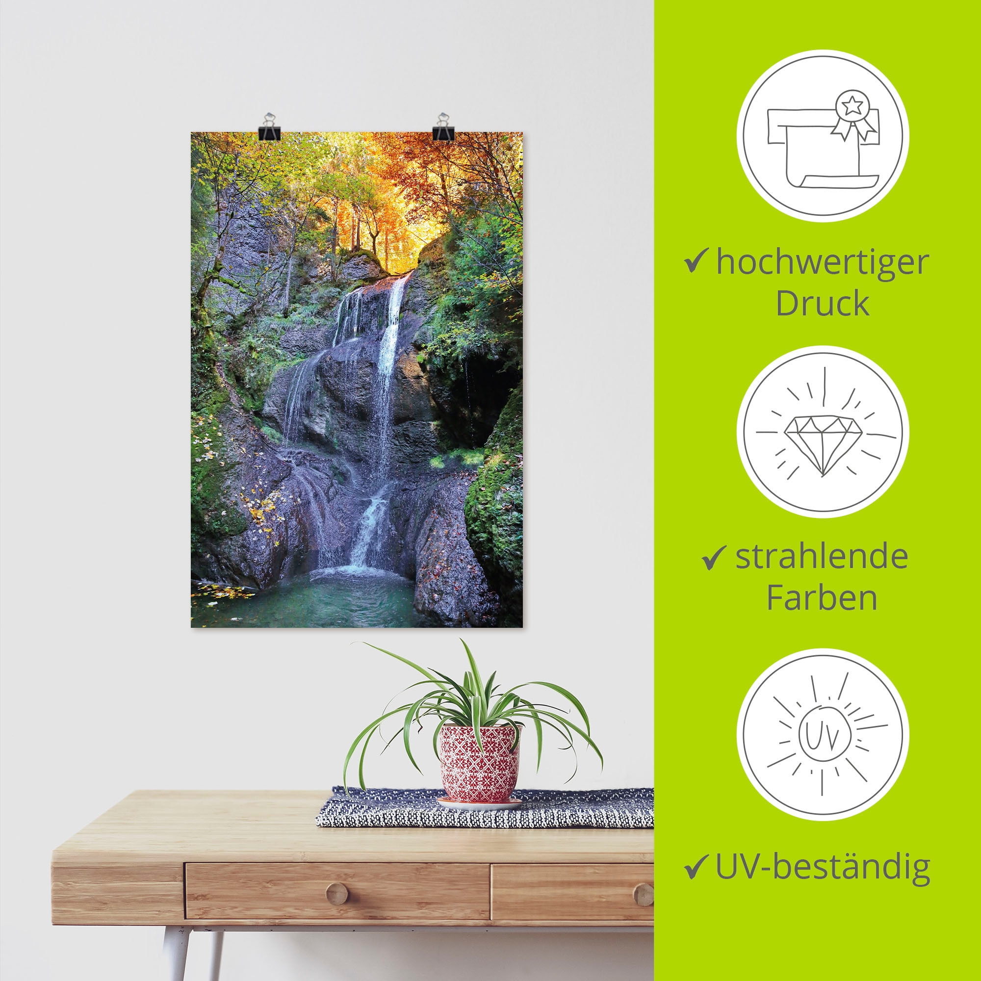 Artland Wandbild »Niedersonthofener Wasserfall im Allgäu«, Wasserfallbilder, (1 St.), als Leinwandbild, Poster in verschied. Grössen