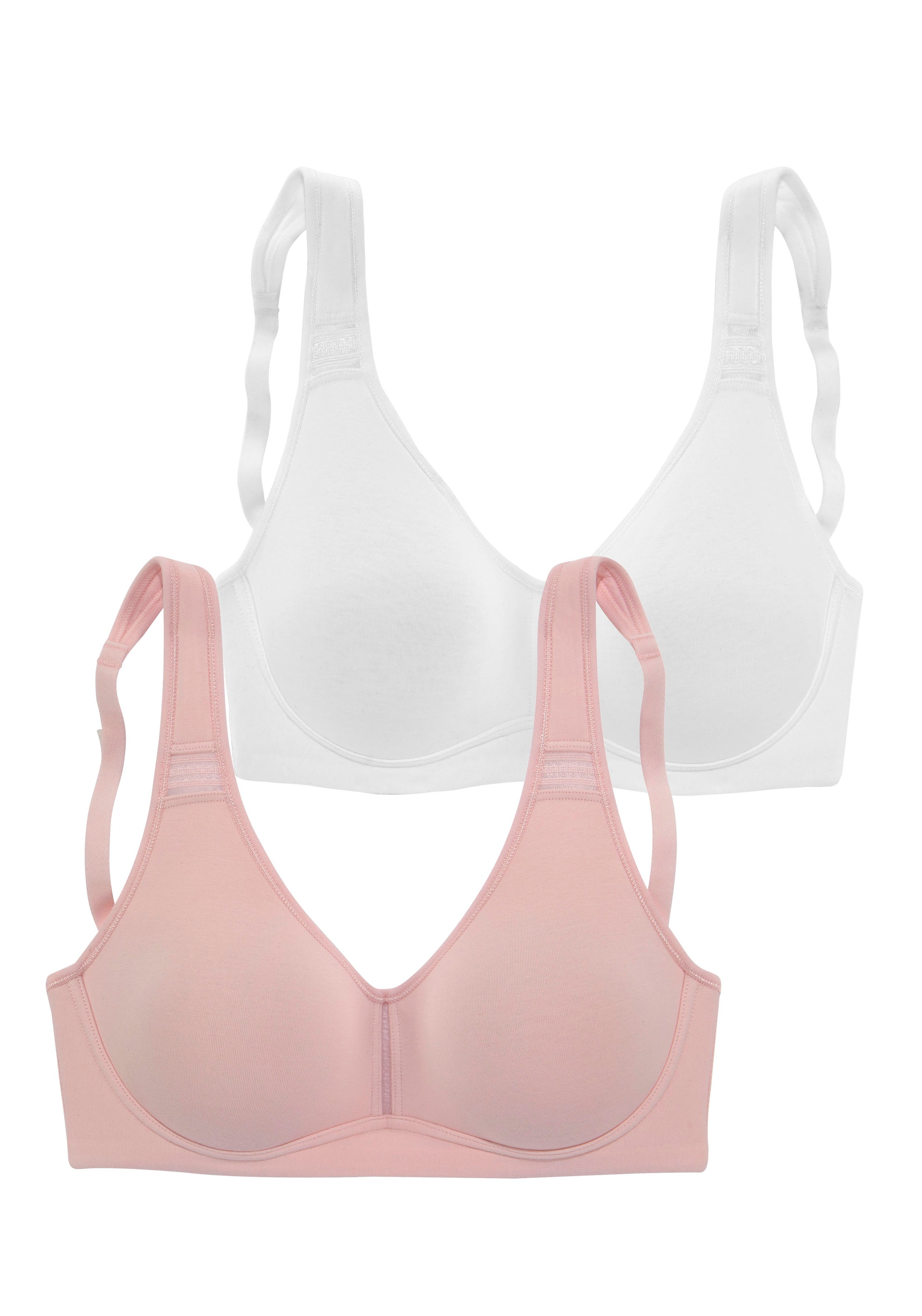 petite fleur T-Shirt-BH Packung, ohne Bügel aus Baumwolle – auch ideal für grosse Grössen, bequemer BH