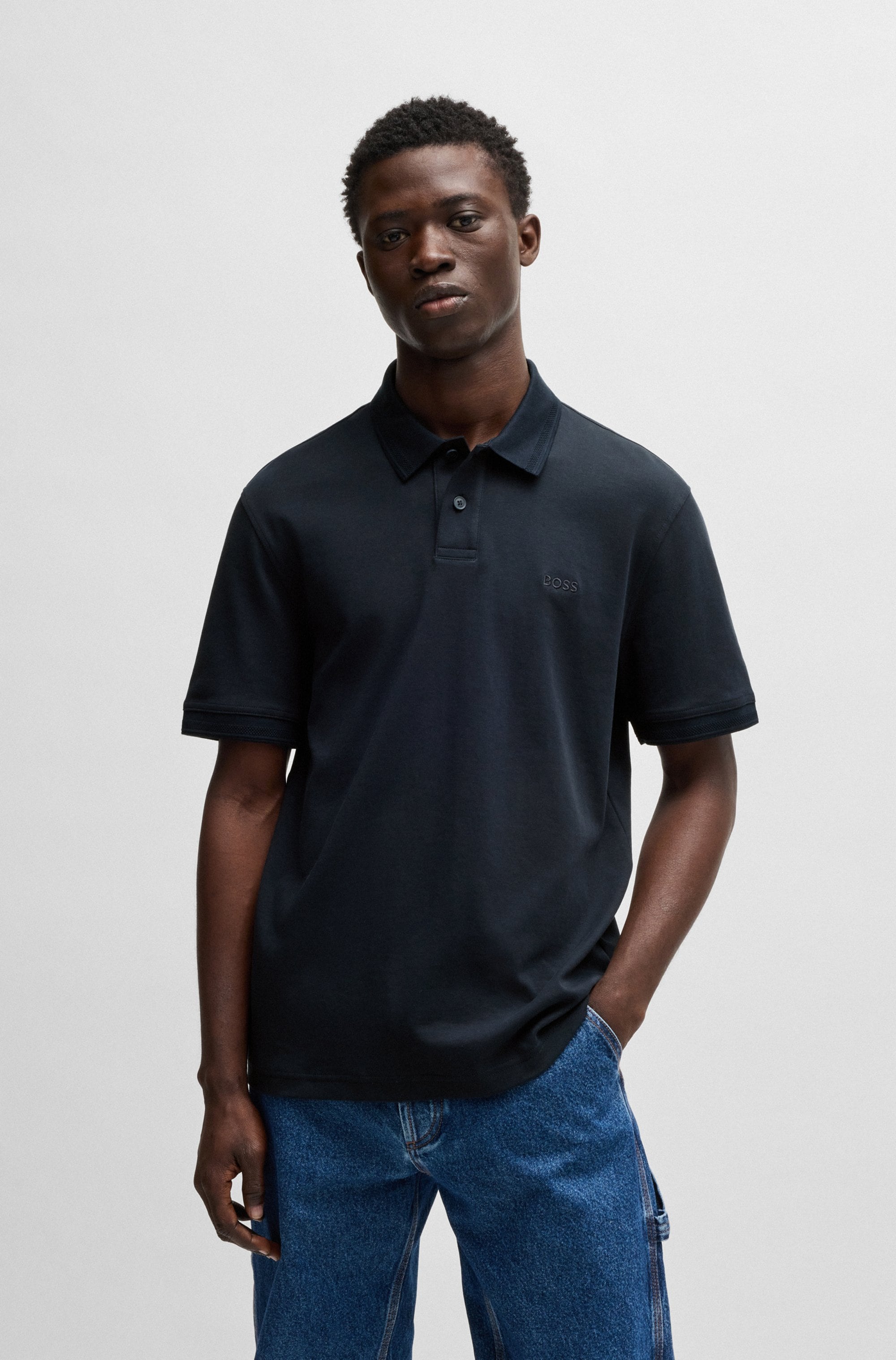 BOSS ORANGE Poloshirt »Pe Interlock« aus Baumwoll-Piqué mit Logo-Print Regular