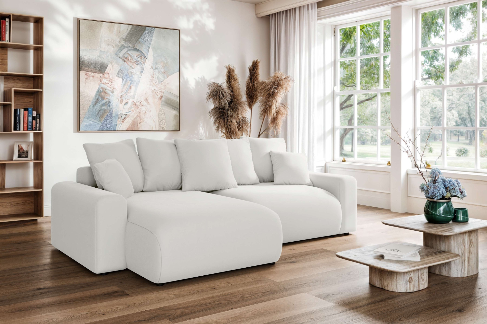 Home affaire Ecksofa »LAKESIDE klein mit Bettfunktion und Bettkasten, B/T/H 235/142/84 cm«, L-Form, Recamiere beidseitig montierbar, mit Wellenunterfederung