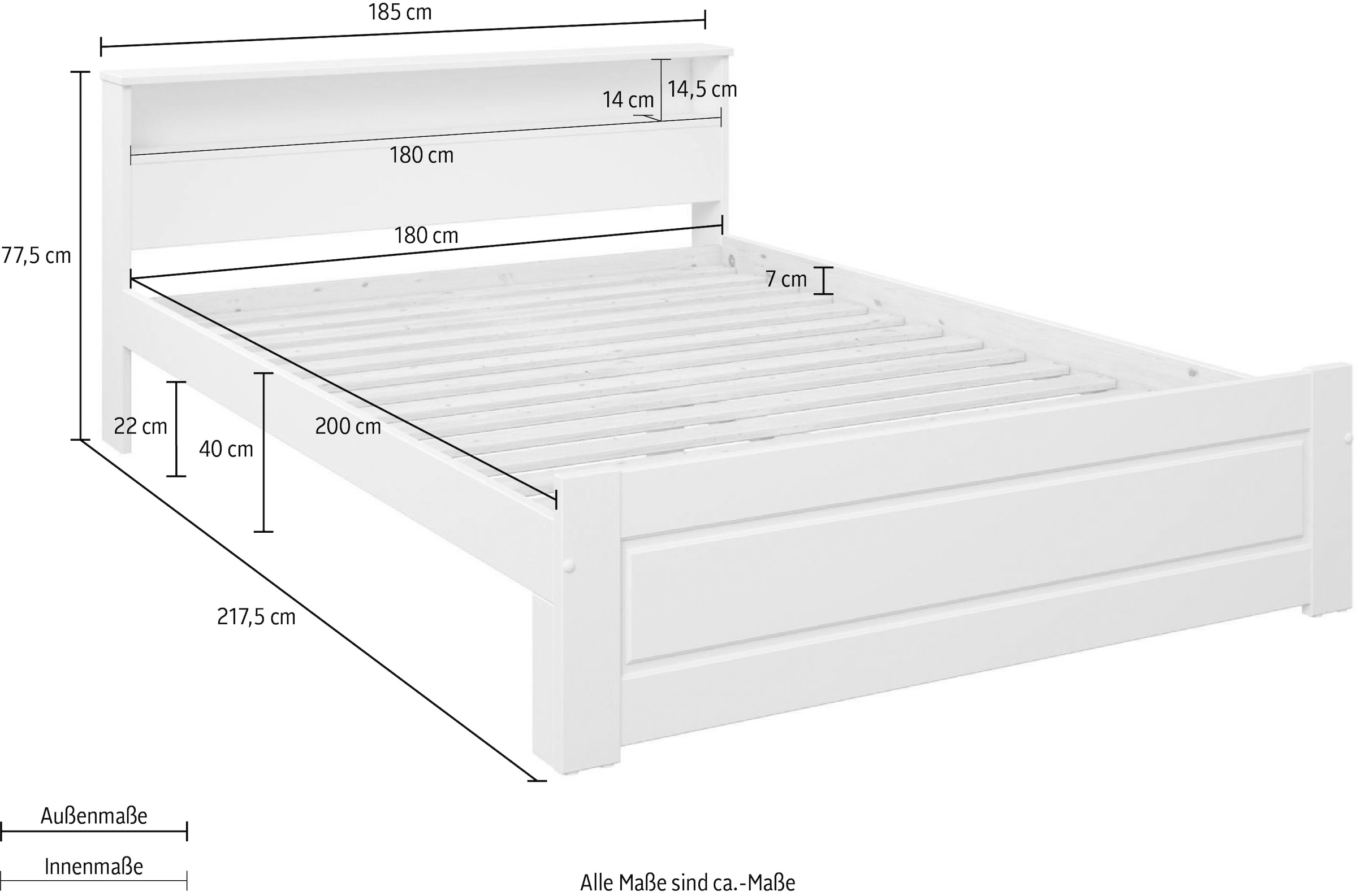 Home affaire Massivholzbett »FLAVION, TOPSELLER! Jugendbett, FSC® zertifizierte massive Kiefer«, (Breite: 90, 140, 180), Qualitätsprodukt, Regal, Kassettenoptik, Schublade optional