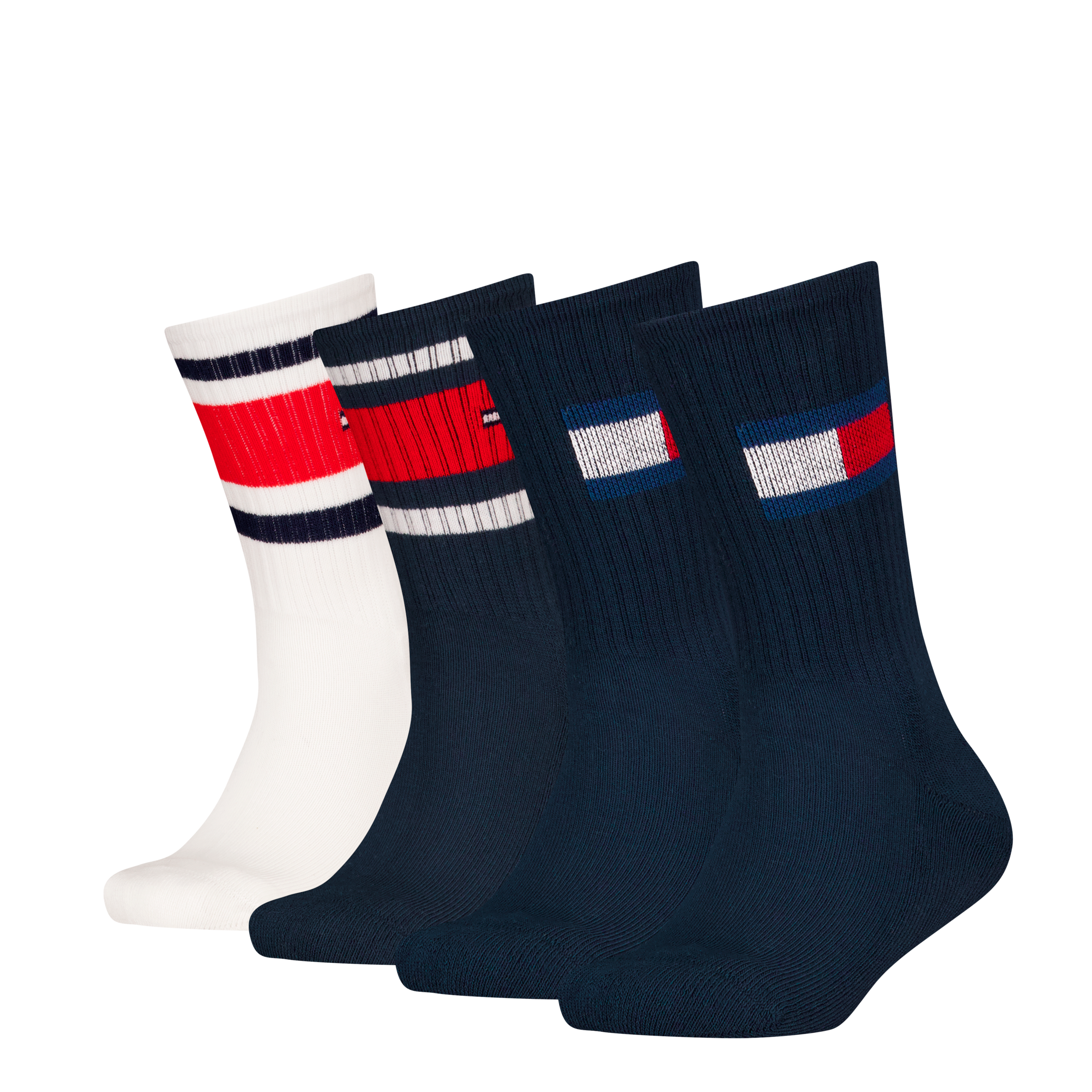 Tommy Hilfiger Socken »TH KIDS SOCK 4P FLAG & SPORT STRIPE ECOM« 4 Paar, mit verstärkten Fersenbereichen