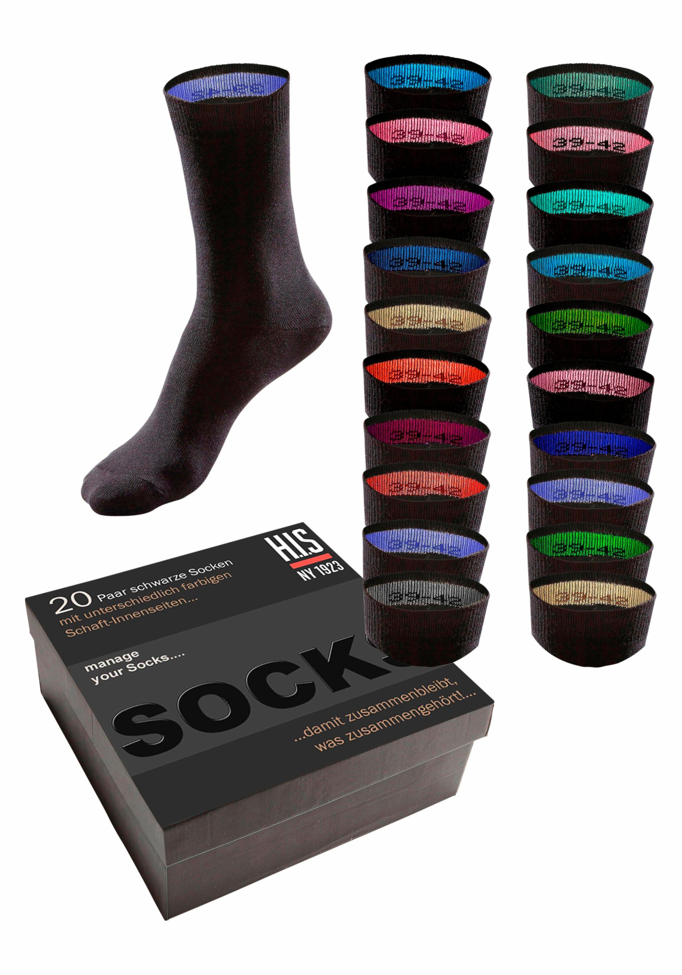 H.I.S Socken, (Box, 20 Paar), in praktischer Geschenkbox