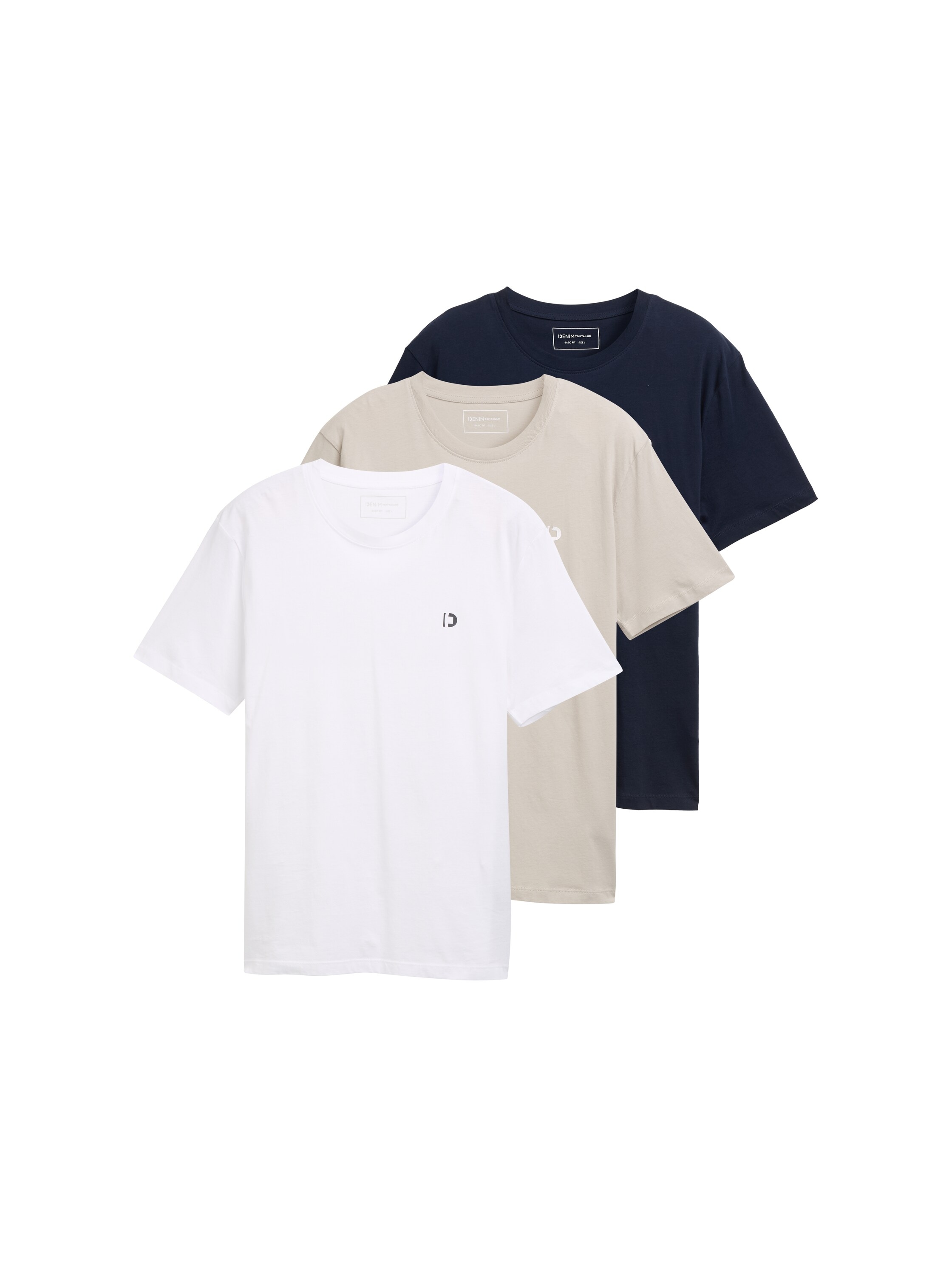 TOM TAILOR Denim T-Shirt, (Packung, 3 tlg.), mit Logo Print
