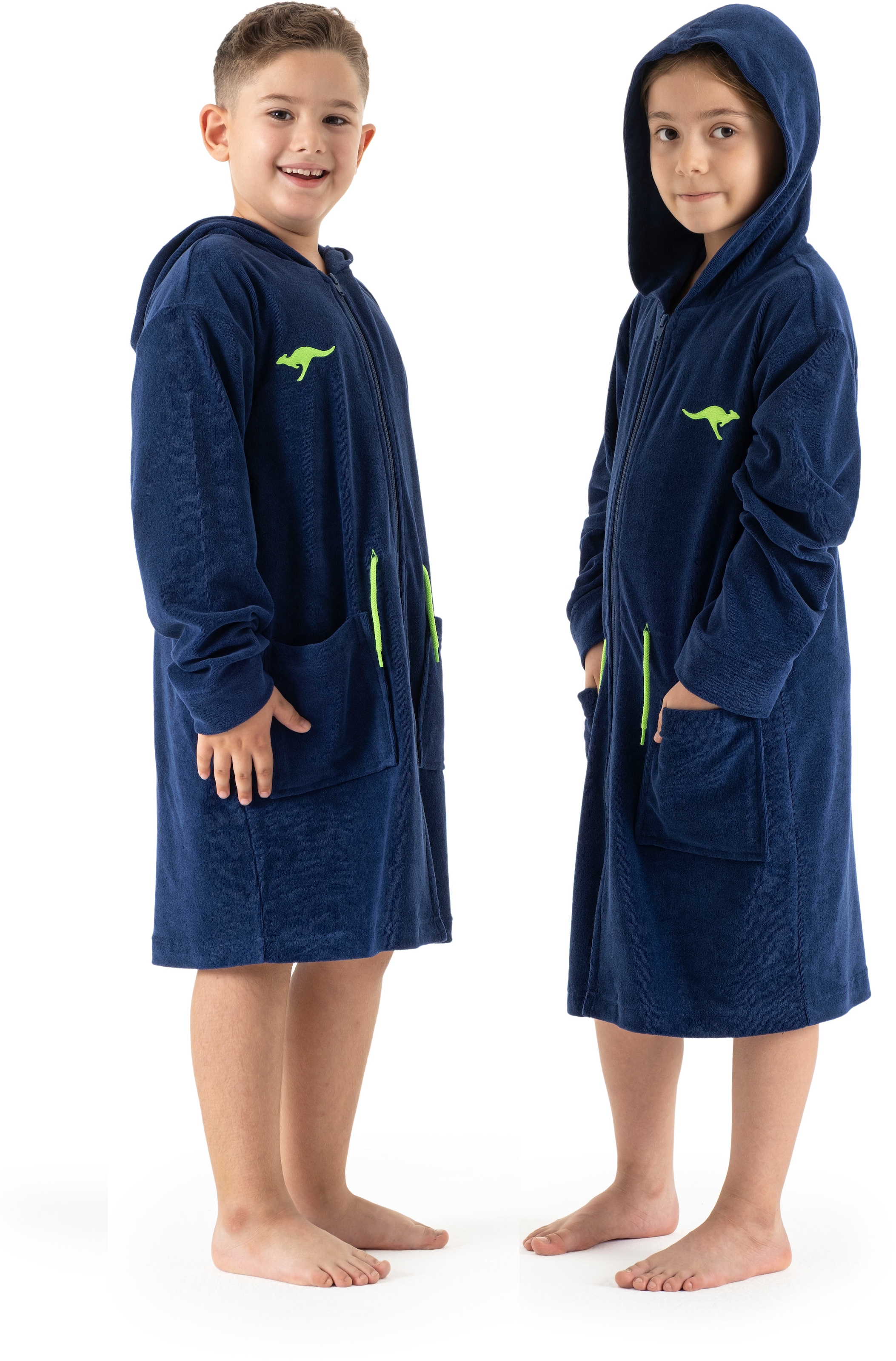 KangaROOS Kinderbademantel "Kira, Ideal für Zuhause, Schwimmbad oder im Urlaub" 1 Stk. modernen, sportliches Design, leuchtenden Akzenten