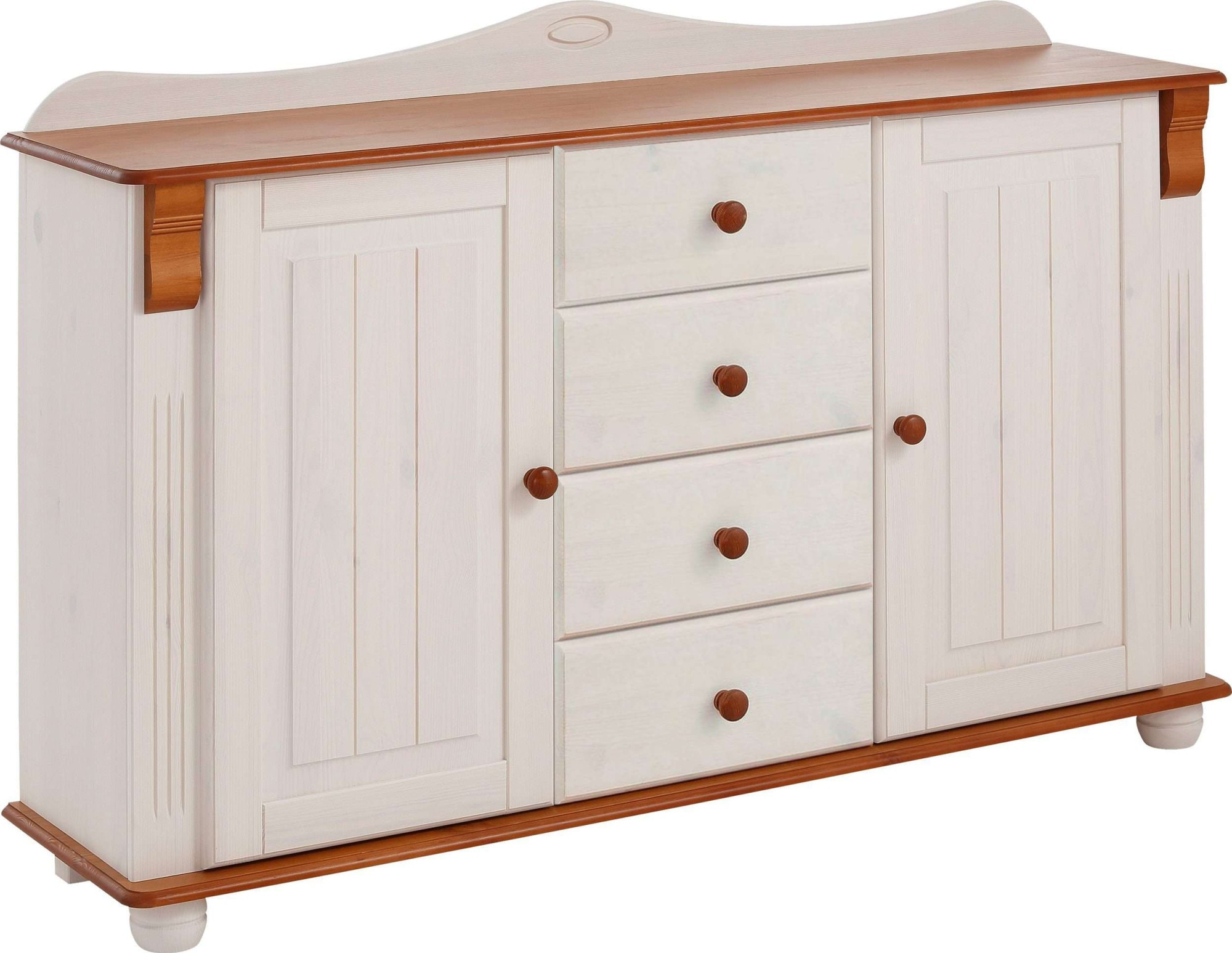Home affaire Kommode »Sideboard, Anrichte, mit 3 Schubladen, 2 Türen«, aus massiver Kiefer, Breite 130 cm