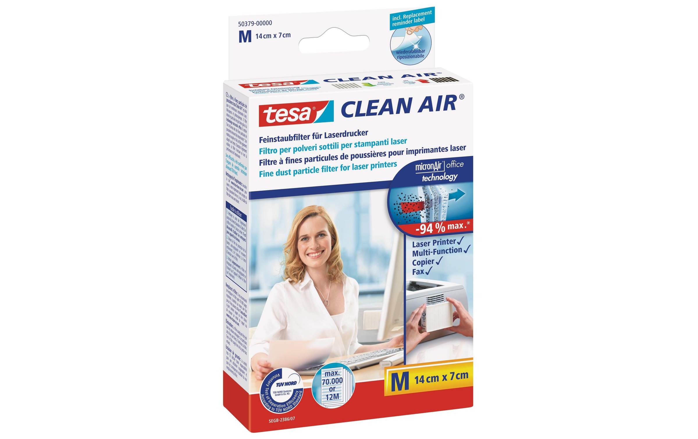 tesa Staubfilter »Clean Air M 140x70 mm für Laserdrucker«