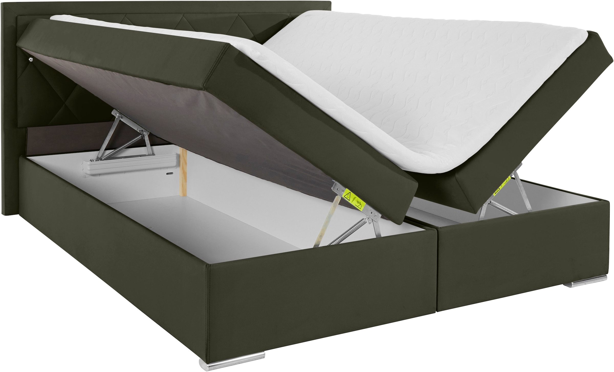 Leonique Boxbett »Alfie, Bestseller, wahlweise mit Bettkasten«, mit Strasssteinen im Kopfteil, H2, H3 und H4 wählbar