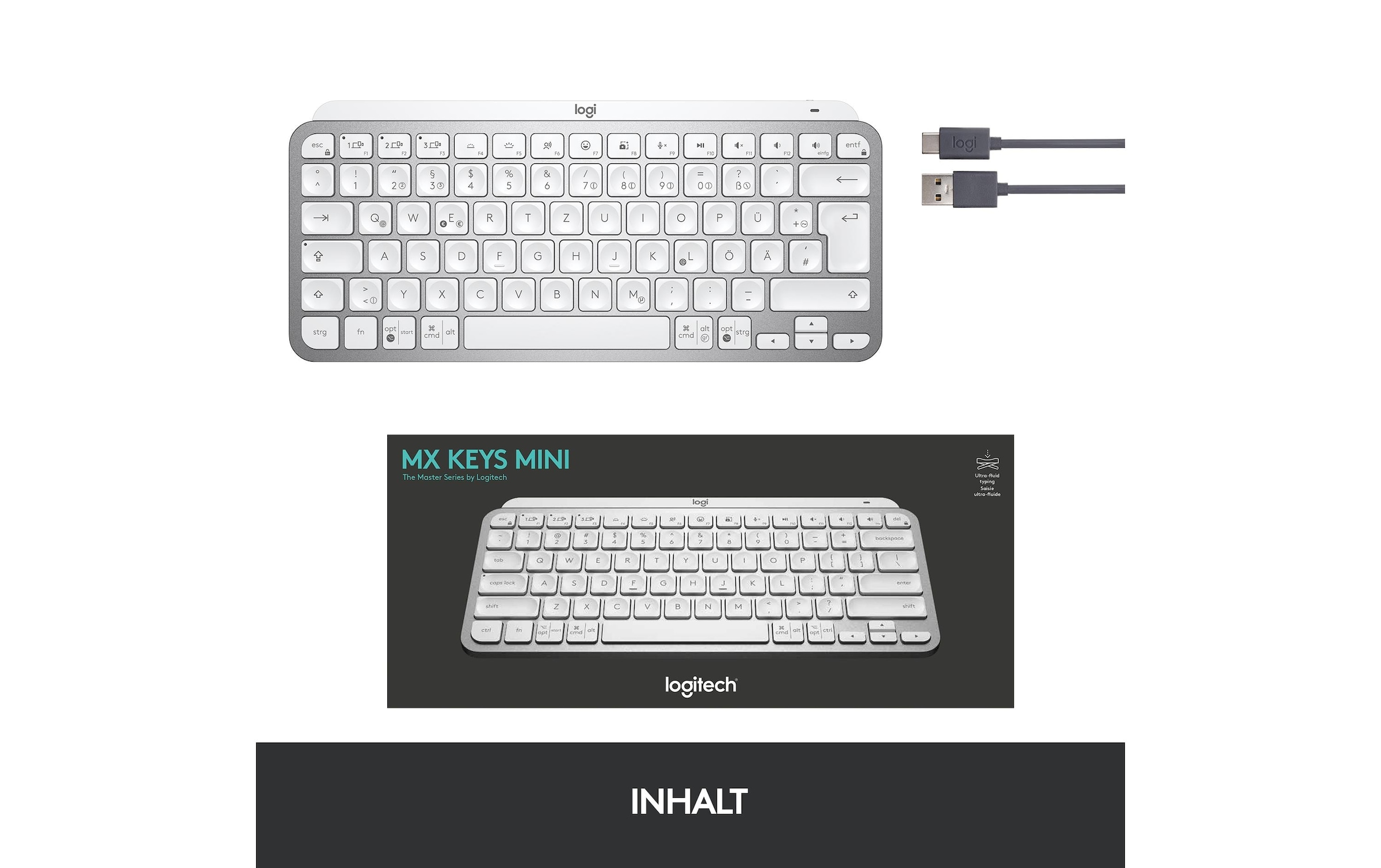 Logitech Wireless-Tastatur »MX Keys Mini Pale Grey CH-Layout«