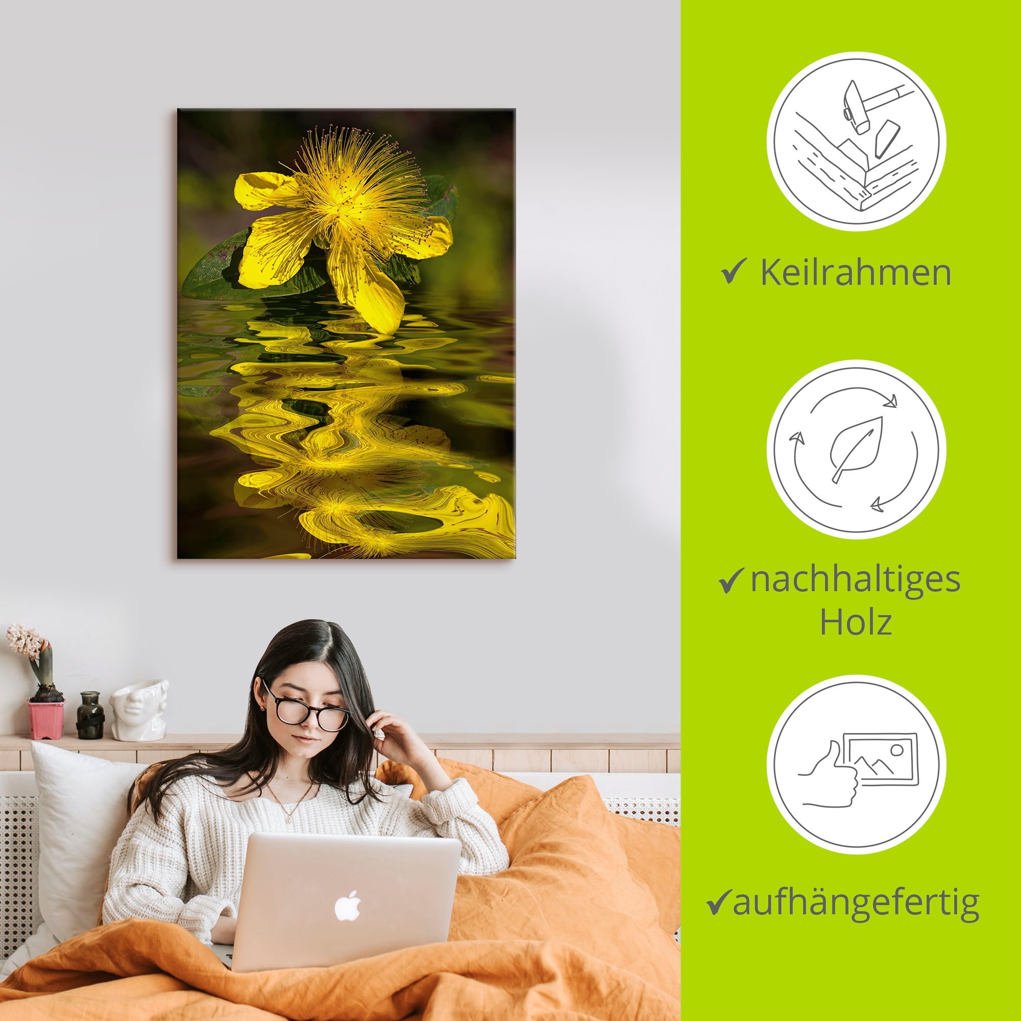 Artland Leinwandbild »Wasserblüte - Johanniskraut«, Spa Bilder, (1 St.), auf Keilrahmen gespannt