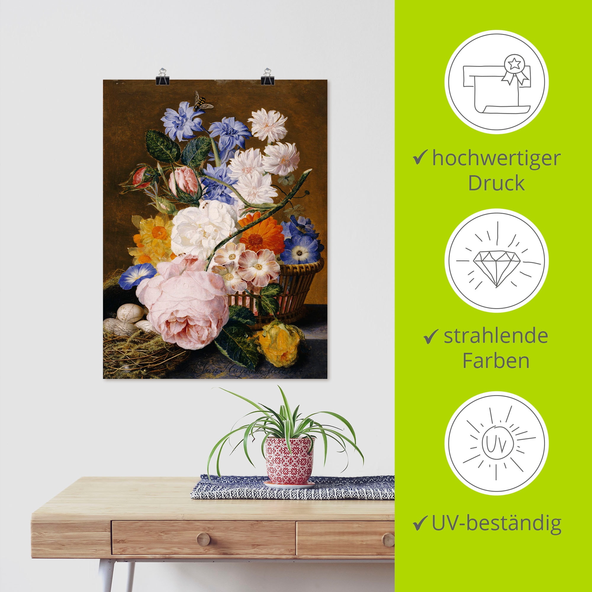 Artland Kunstdruck »Rosen Winden Osterglocken Astern«, Arrangements, (1 St.), als Leinwandbild, Wandaufkleber oder Poster in versch. Grössen